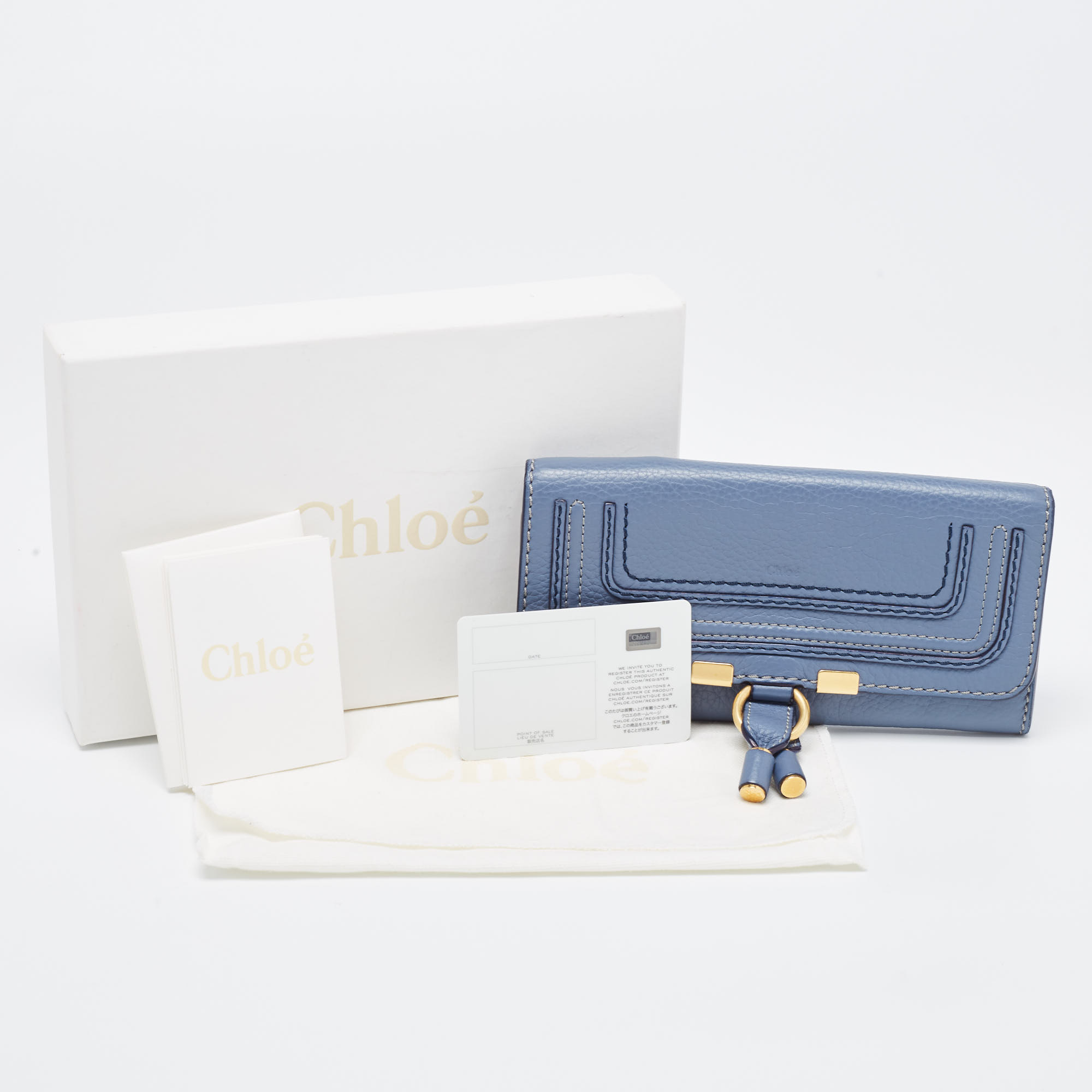 Chloe Blue Leather Marcie Continental Wallet