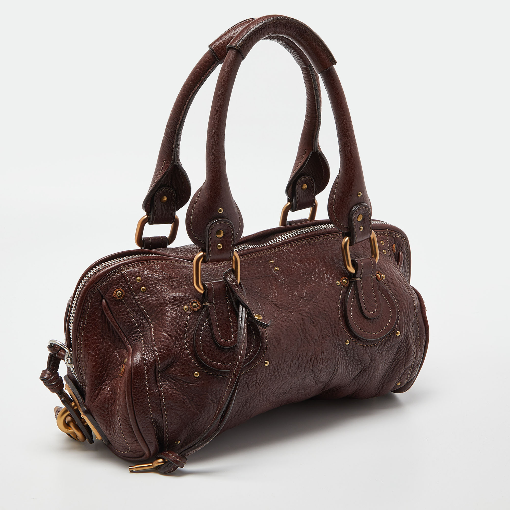 Chloe Burgundy Leather Paddington Bag