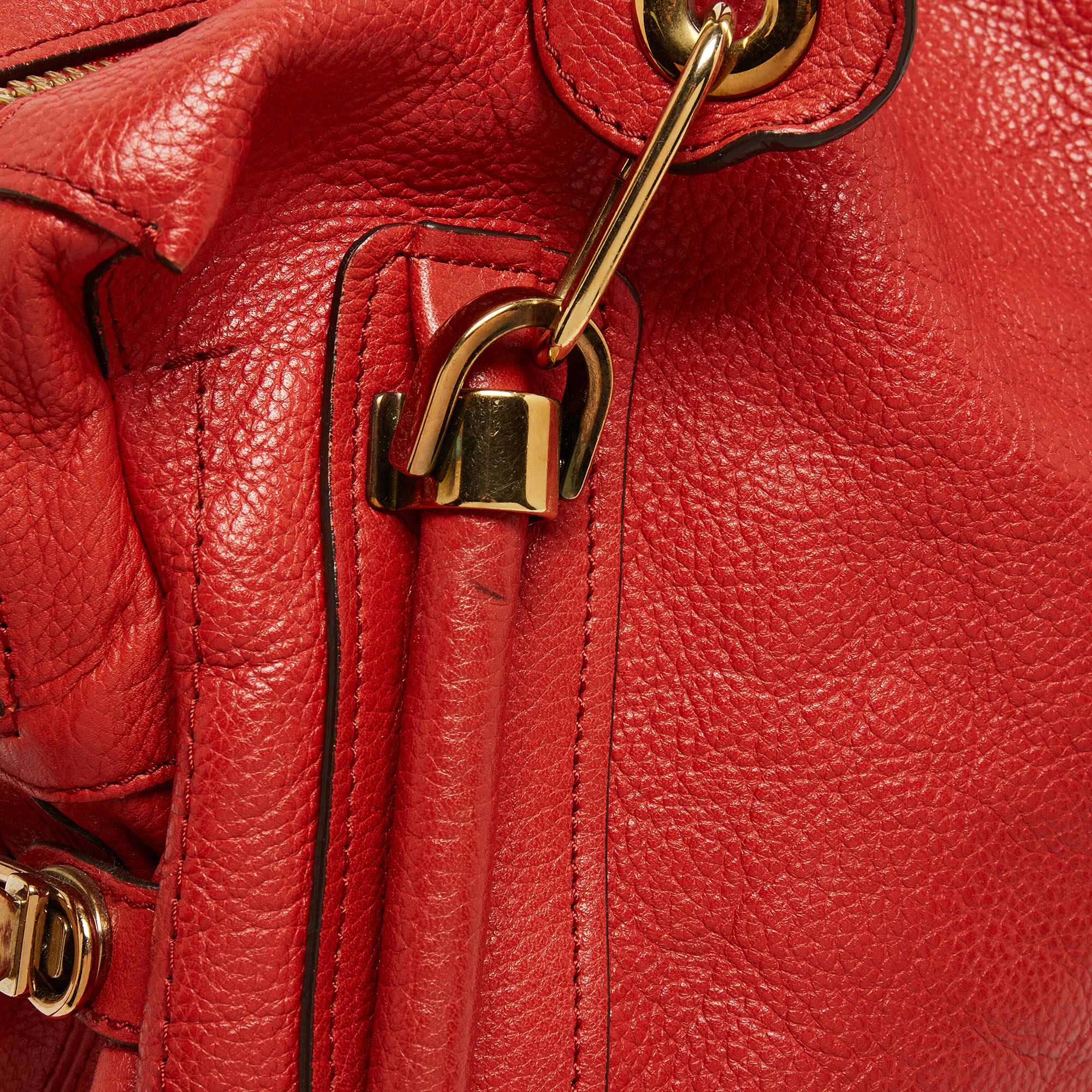 Chloe Brick Red Leather Large Paraty Shoulder Bag