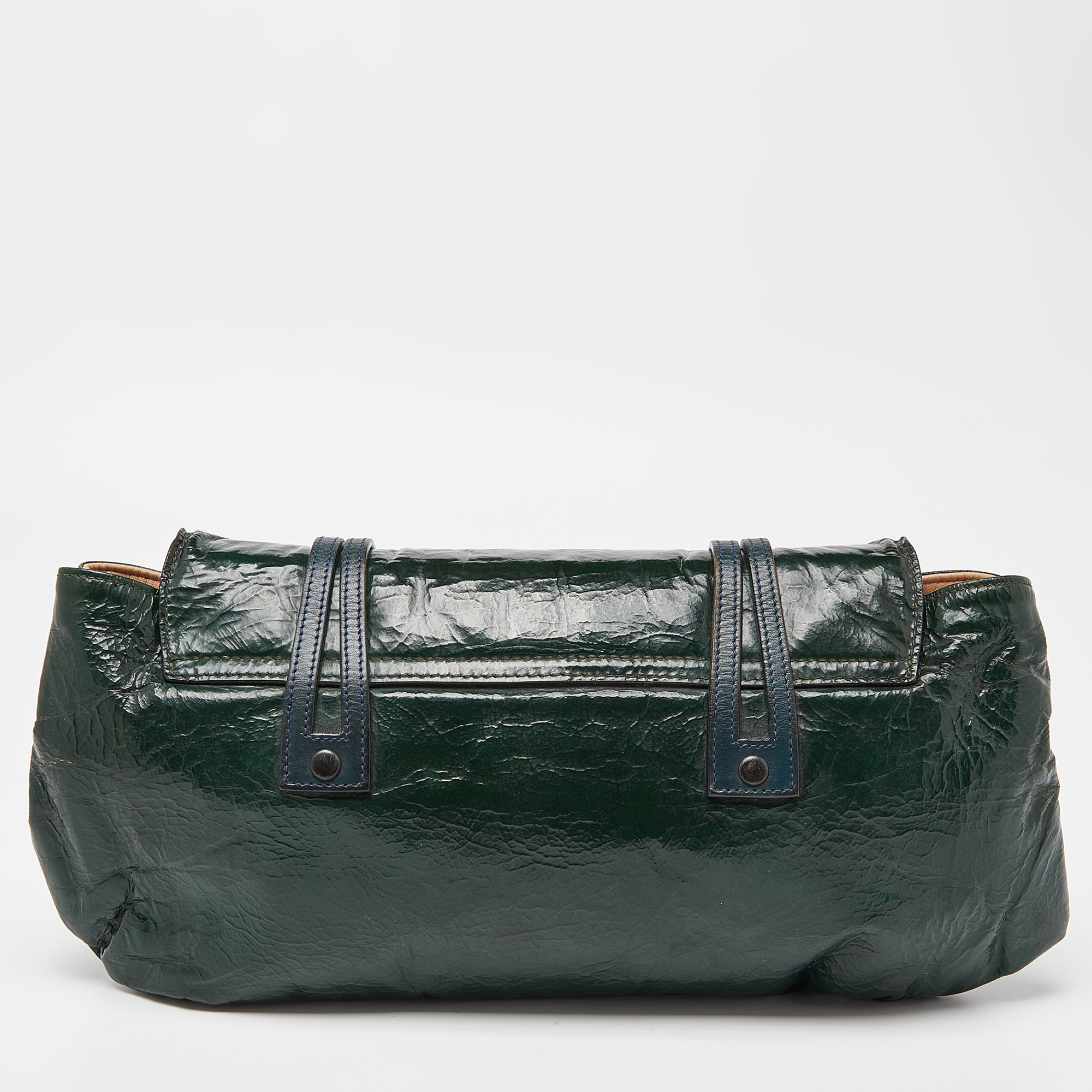 Chloe Green Patent And Leather Flap Crossbody Bag