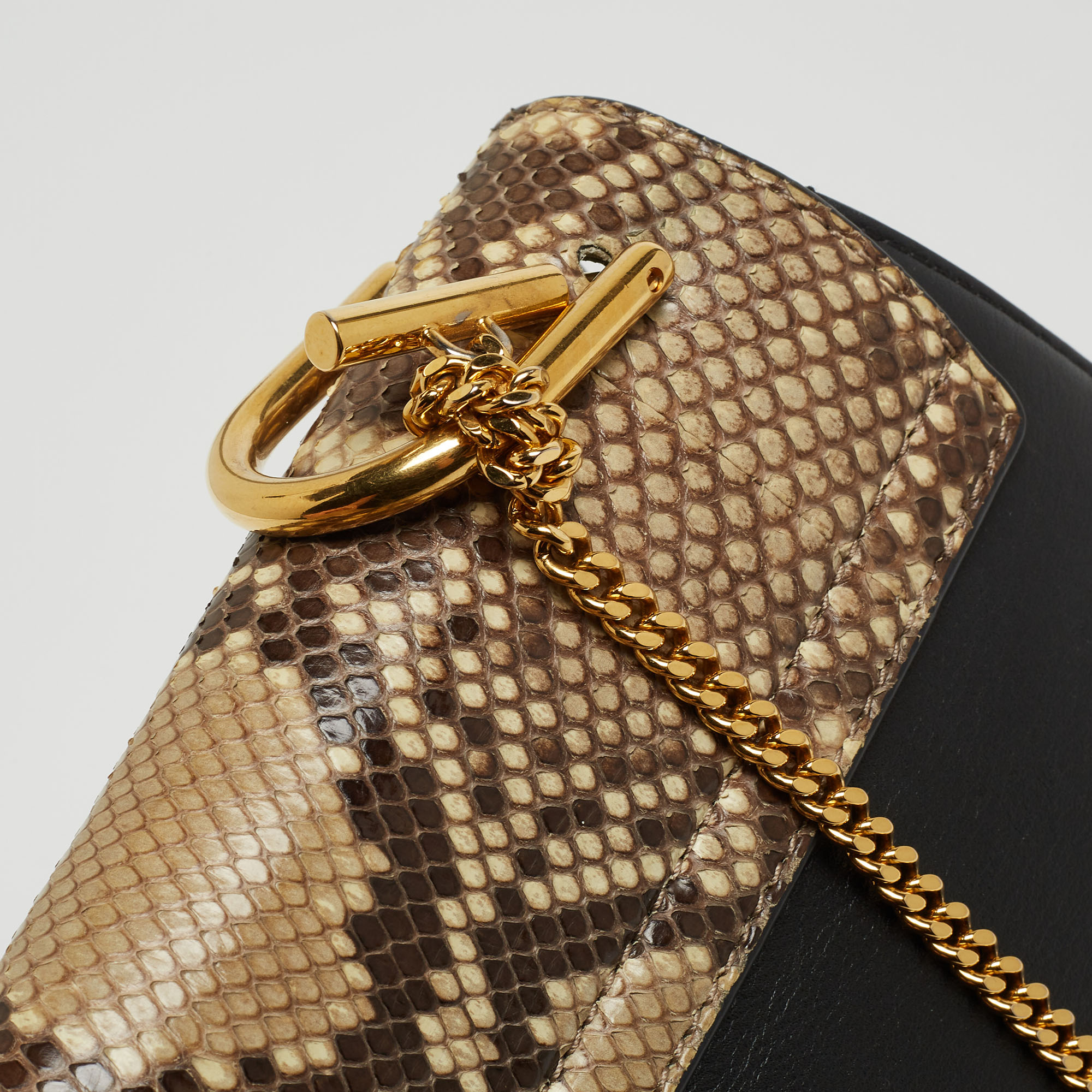 Chloé  Black/Beige Python And Leather Medium Drew Shoulder Bag