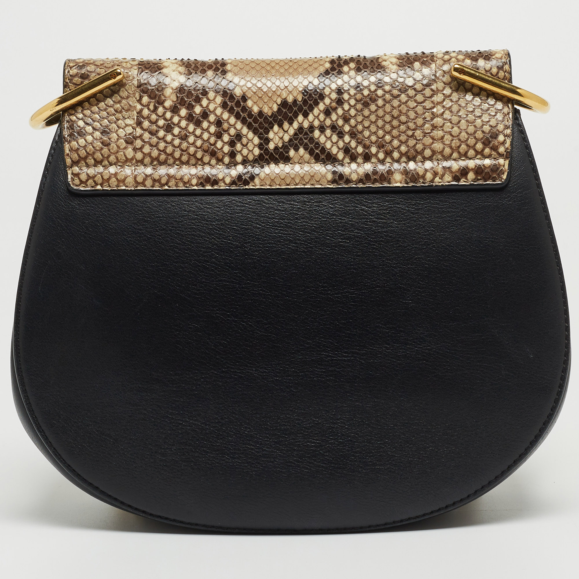 Chloé  Black/Beige Python And Leather Medium Drew Shoulder Bag