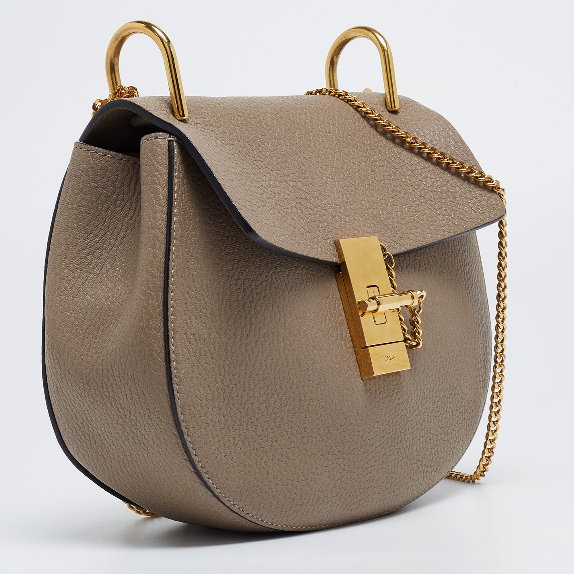 Chloe Grey Leather Medium Drew Shoulder Bag