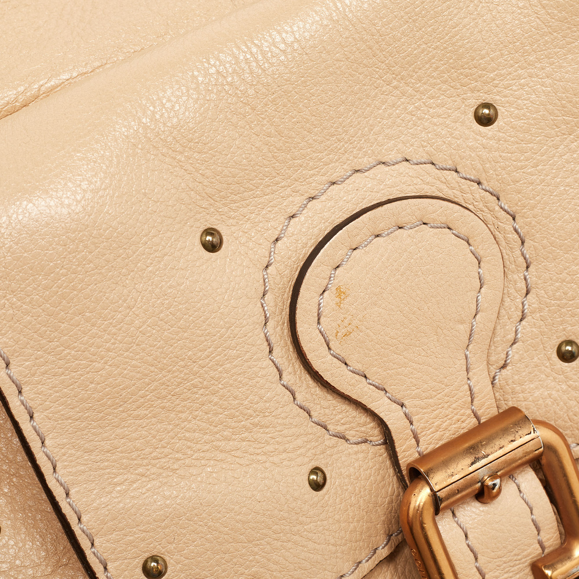 Chloe Beige Leather Paddington Front Pocket Satchel