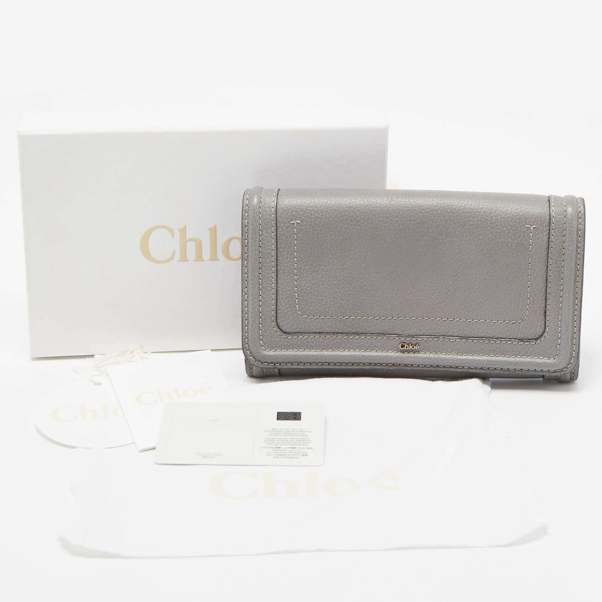 Chloe Grey Leather Paraty Flap Continental Wallet