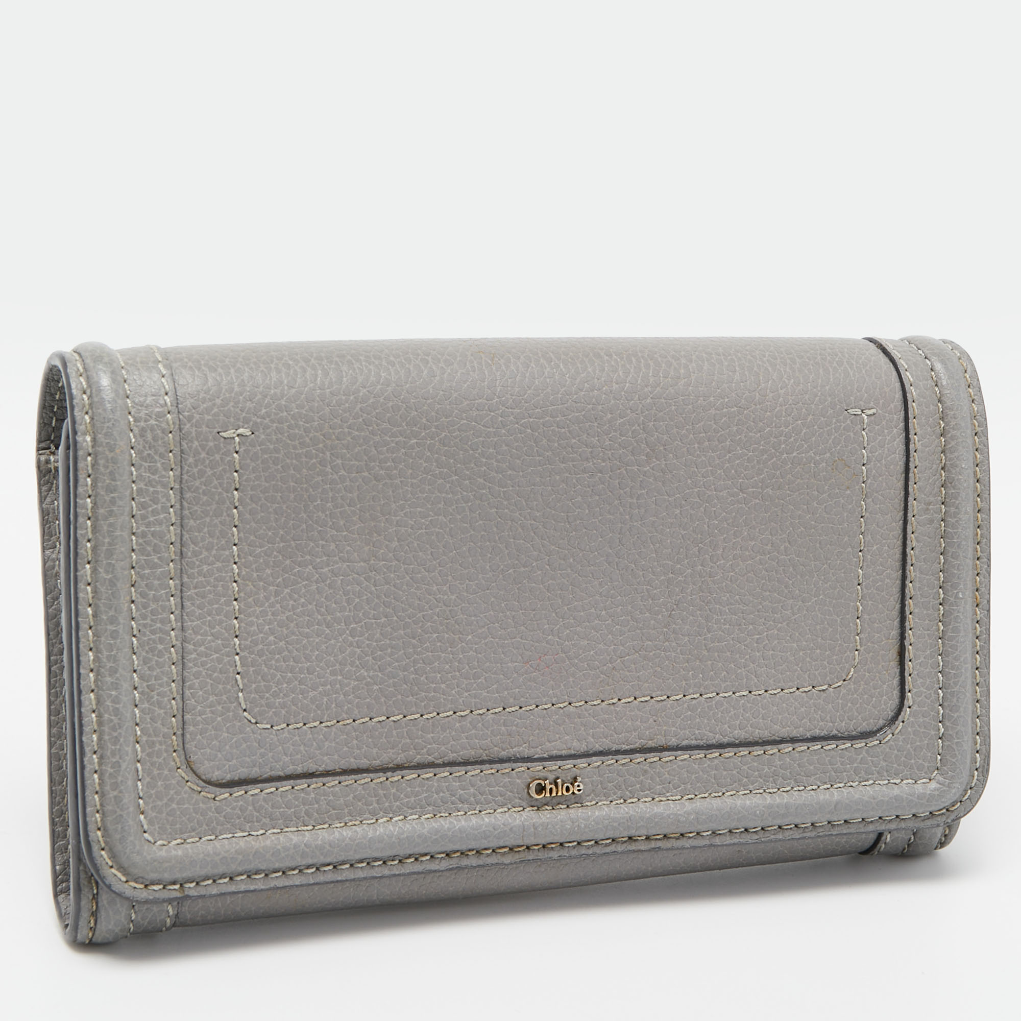 Chloe Grey Leather Paraty Flap Continental Wallet