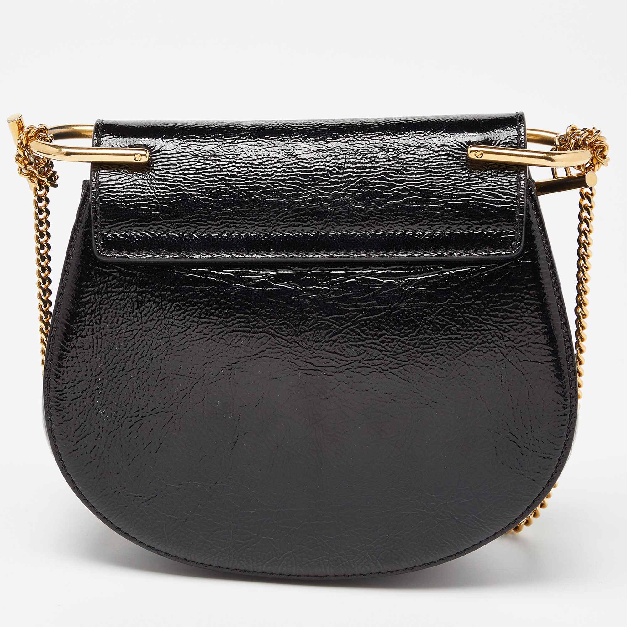 Chloe Black Patent Leather Small Drew Chain Crossbody Bag