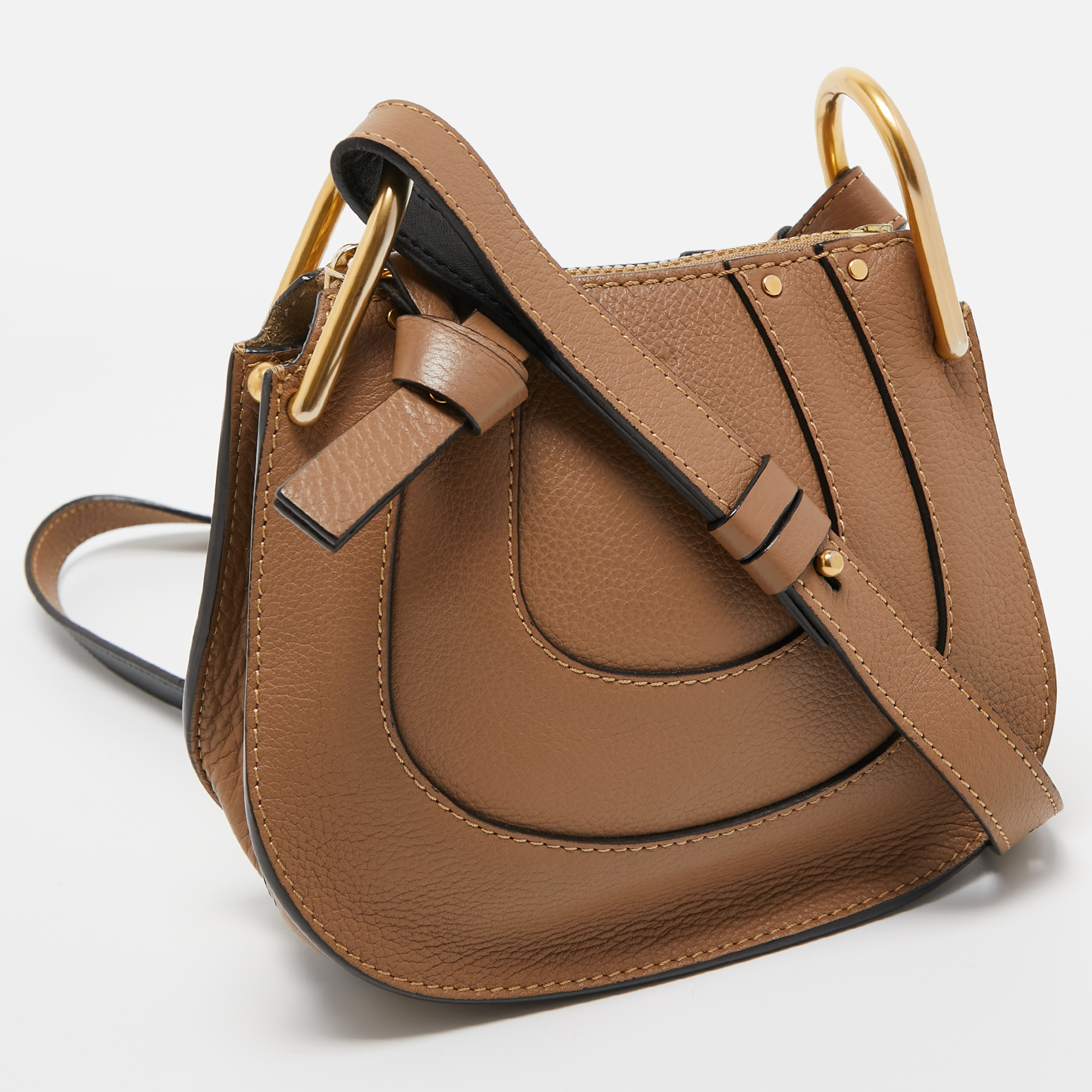 Chloe Brown Leather Nano Hayley Crossbody Bag