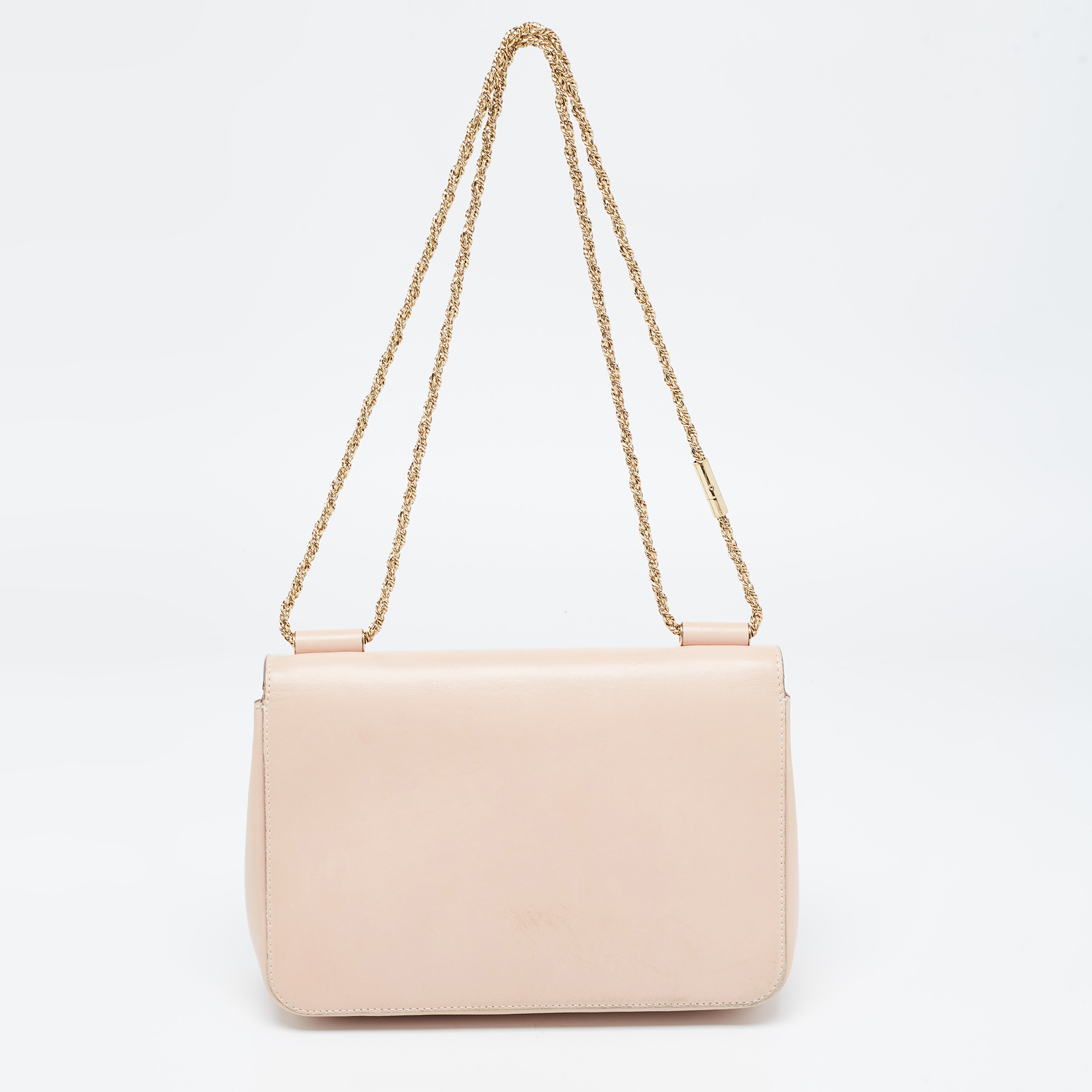 Chloe Light Pink Leather Medium Crystals Embellished Elsie Shoulder Bag