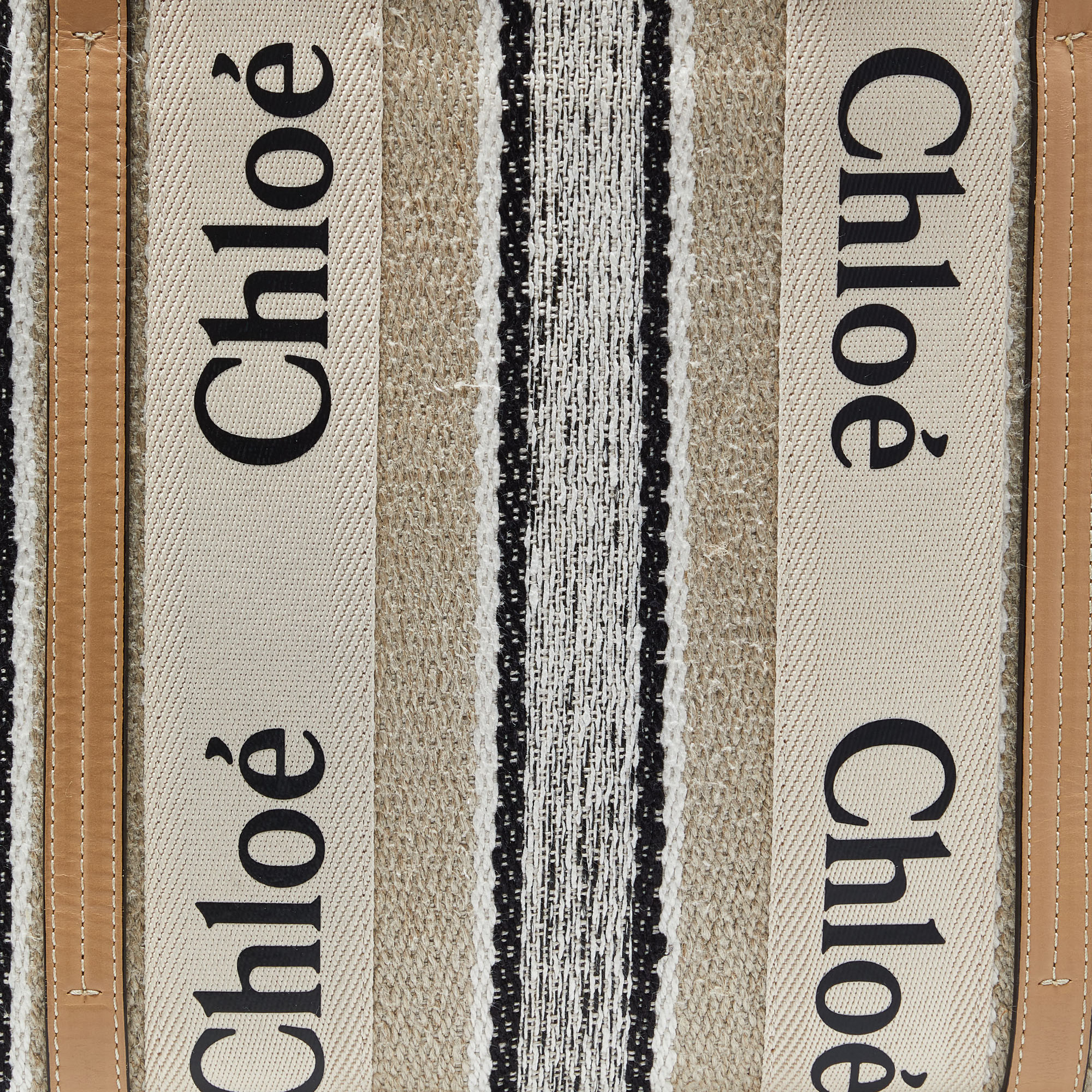 Chloe Multicolor Linen And Leather Medium Woody Tote