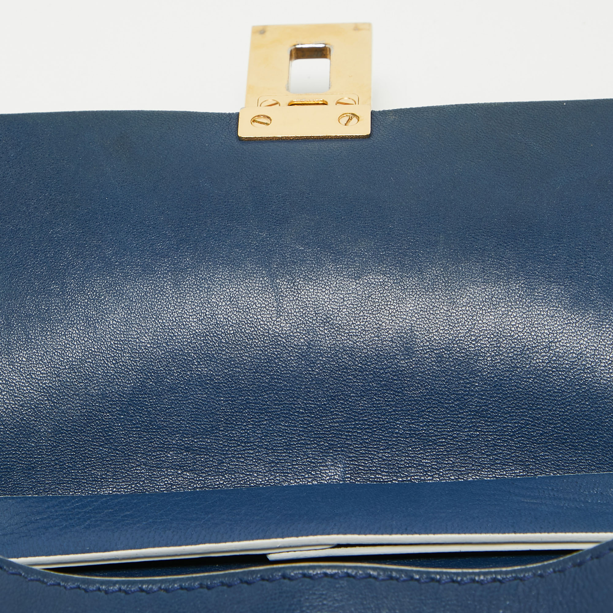 Chloe Navy Blue/Grey Leather Medium Drew Shoulder Bag