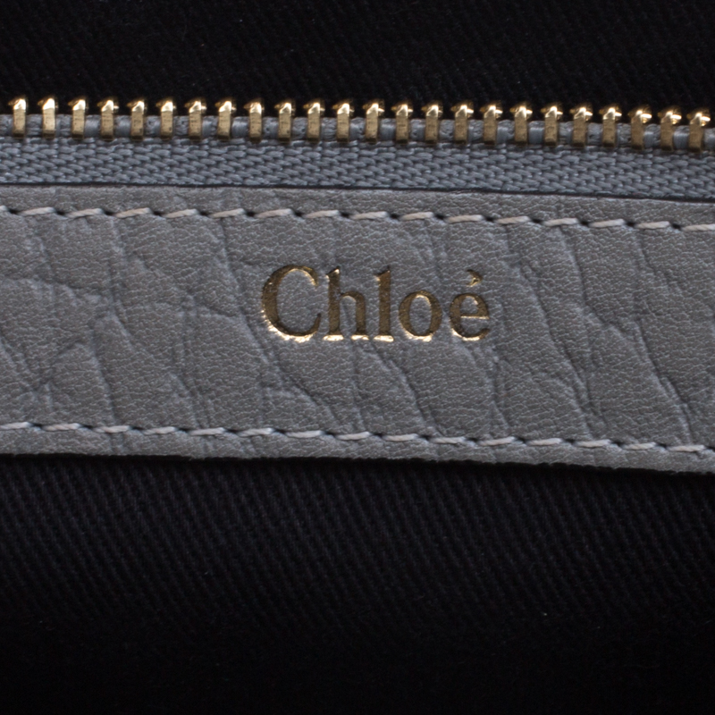 Chloe Grey Pebbled Leather Medium Sally Flap Shoulder Bag