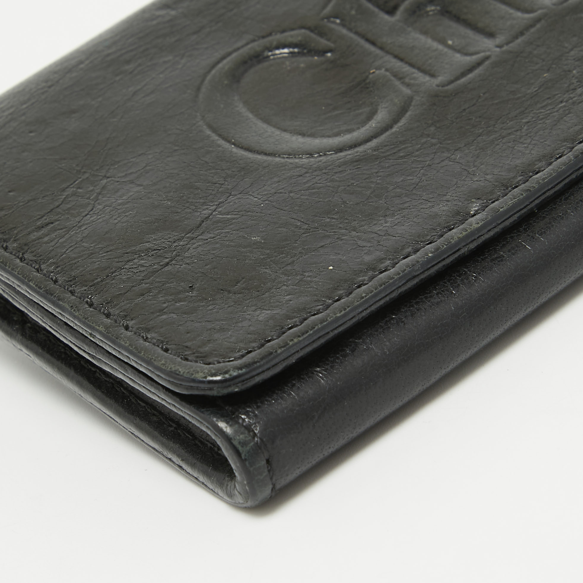 Chloe Black Leather Logo Continental Wallet