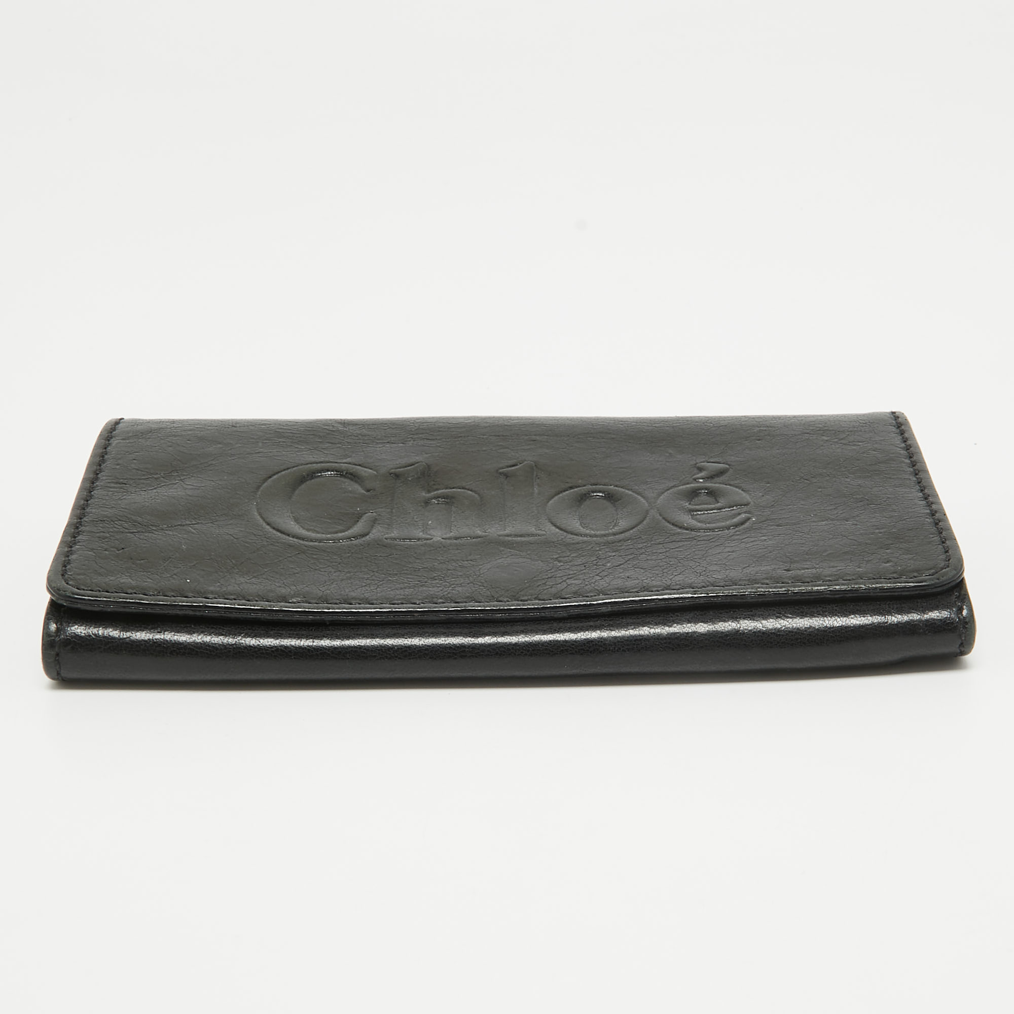 Chloe Black Leather Logo Continental Wallet