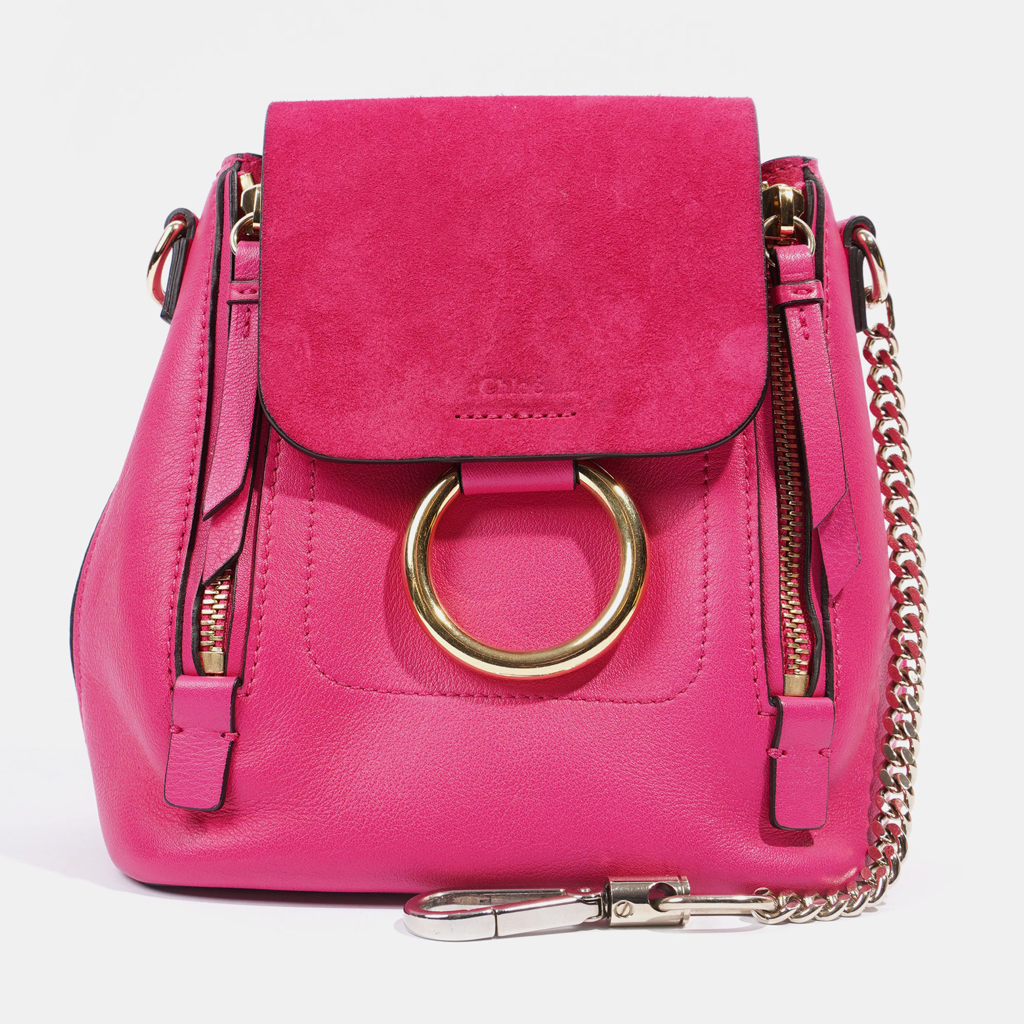 Chloe mini faye backpack hot pink leather