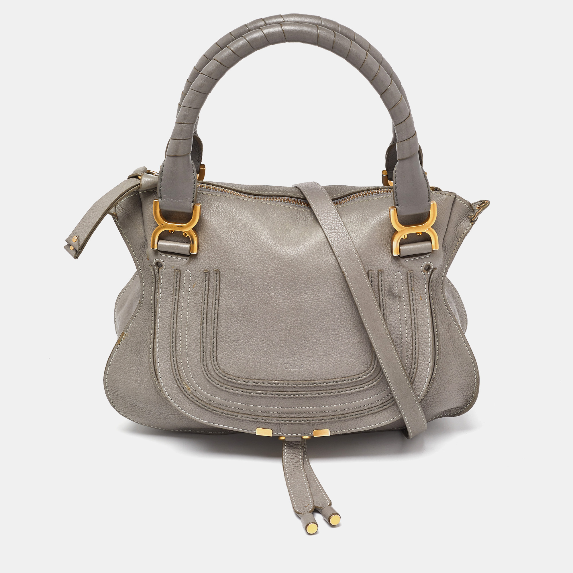 Chloe grey leather medium marcie satchel