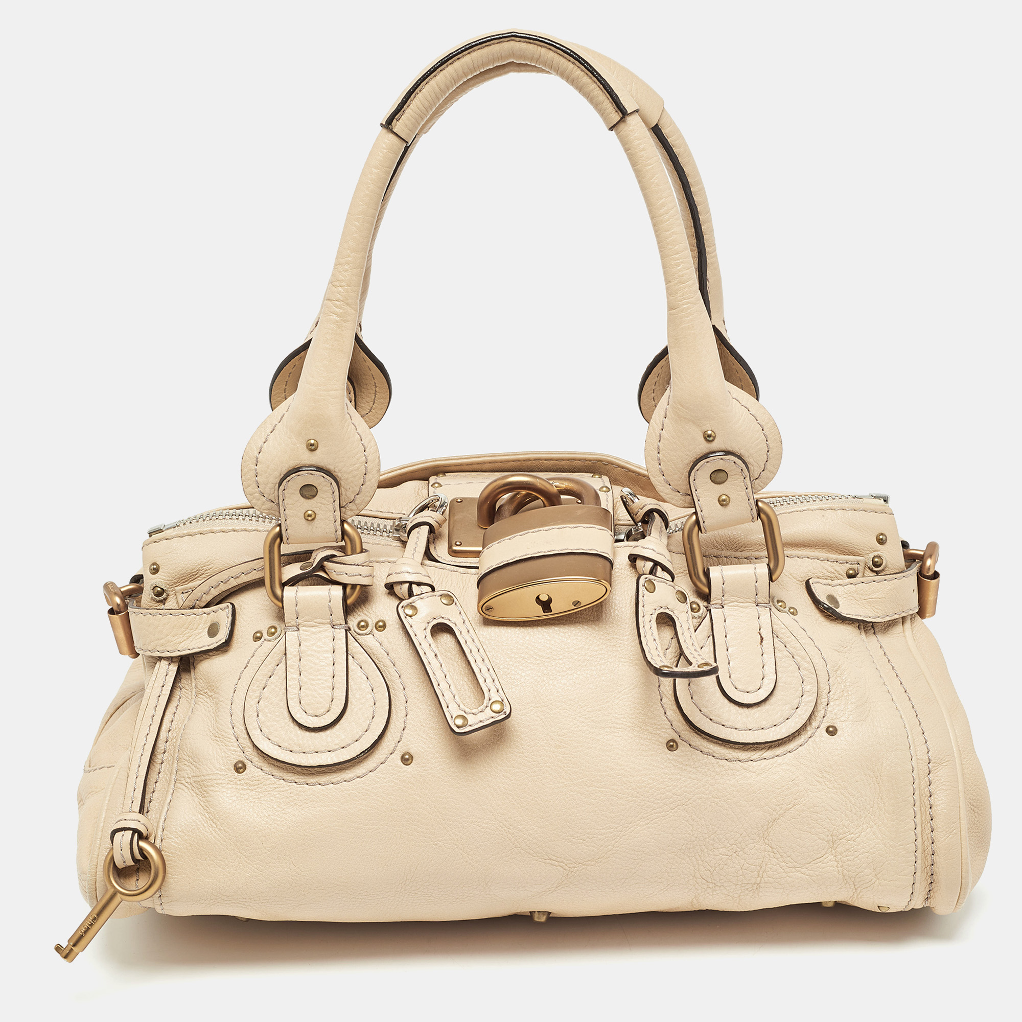 Chloe beige leather medium paddington satchel