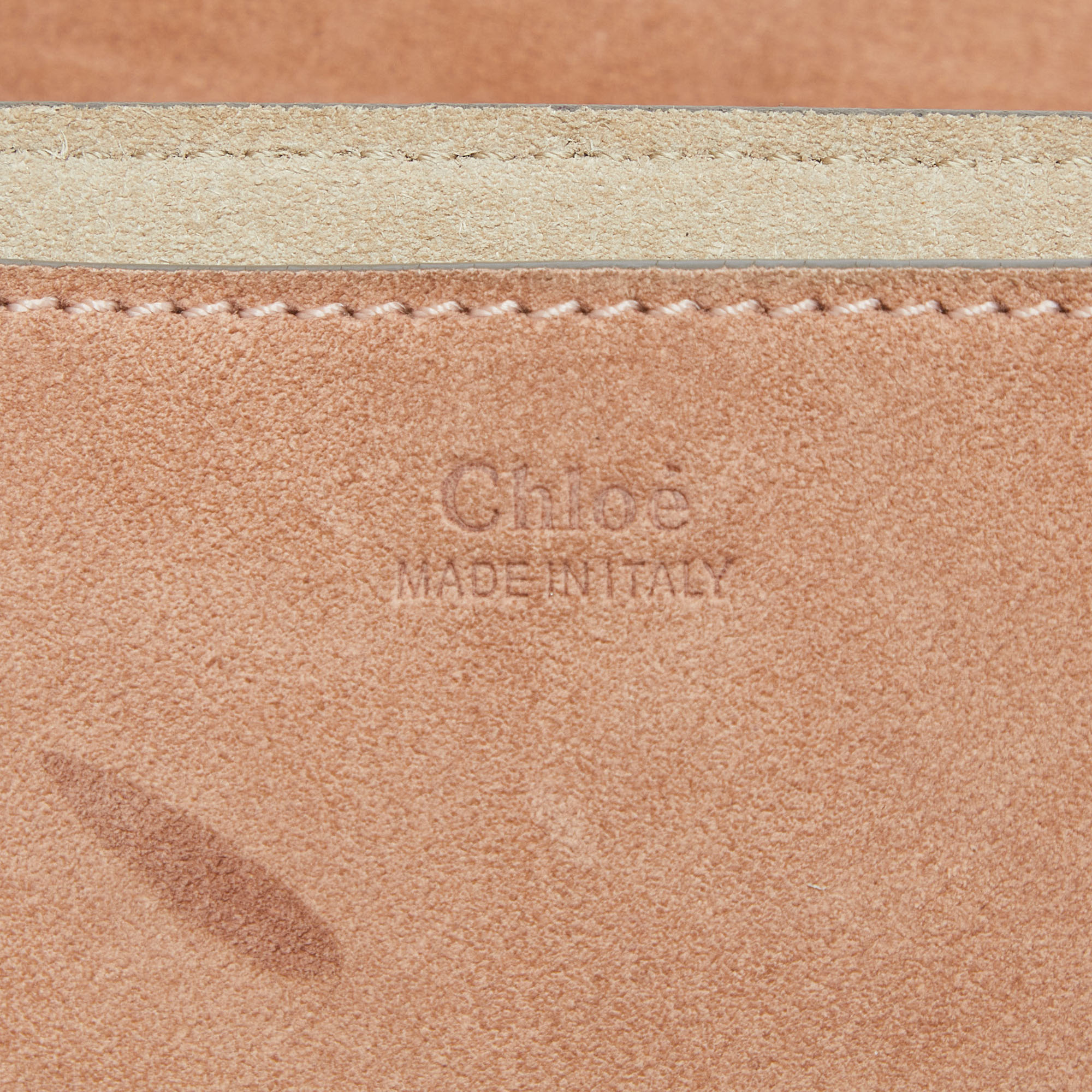 Chloe Two Tone Peach Leather And Suede Medium Drew Shoulder Bag