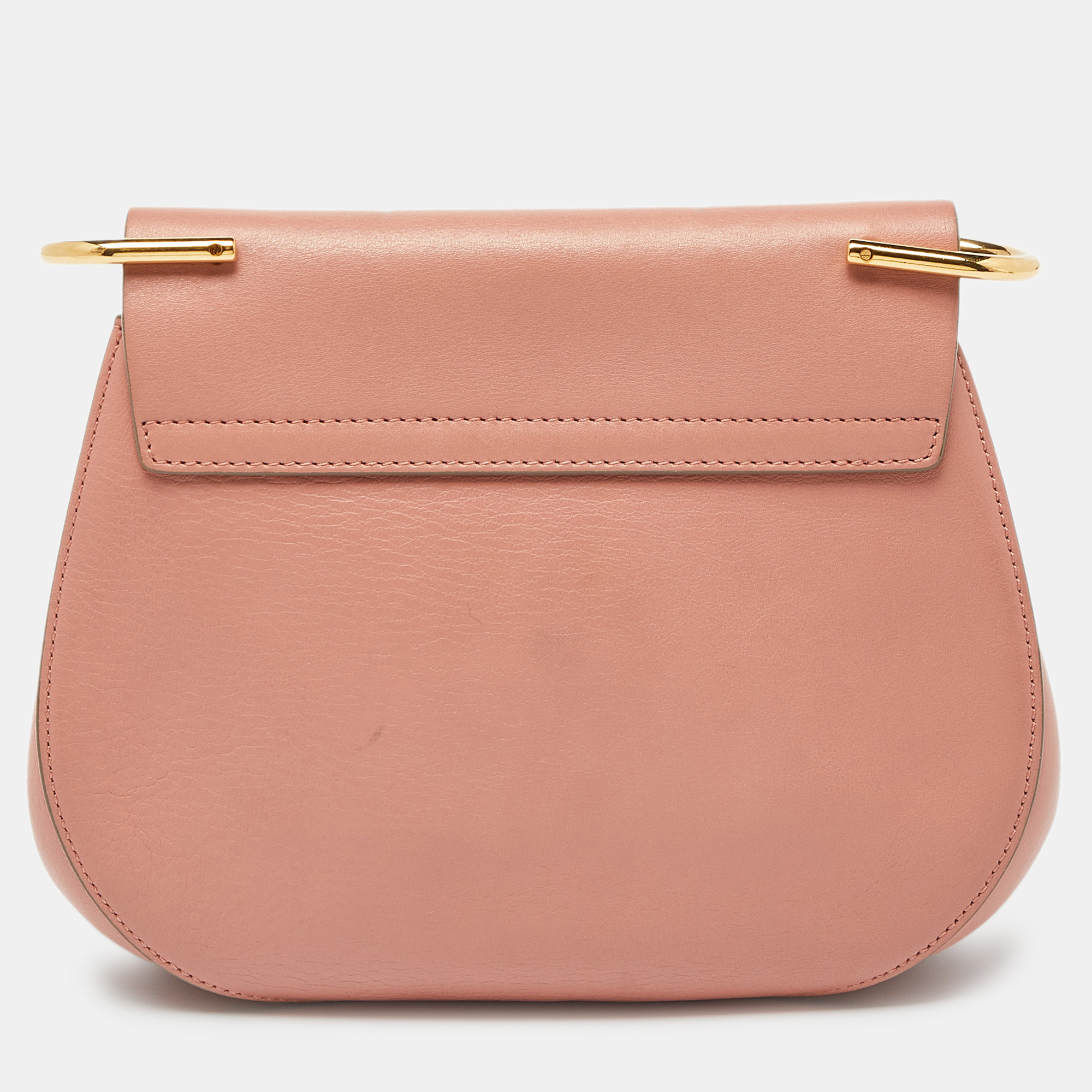 Chloe Two Tone Peach Leather And Suede Medium Drew Shoulder Bag