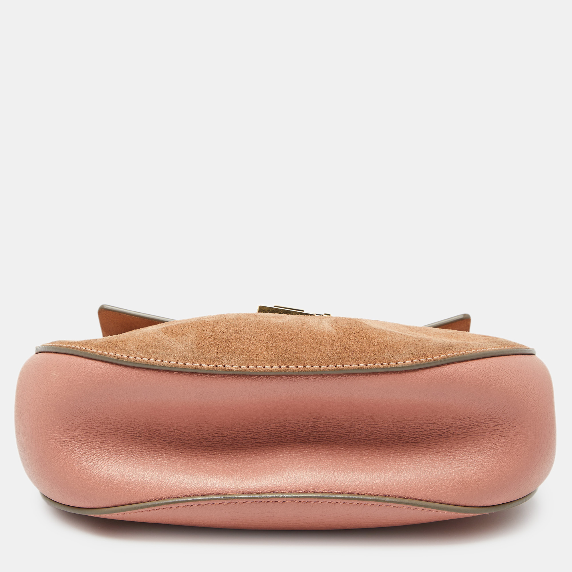 Chloe Two Tone Peach Leather And Suede Medium Drew Shoulder Bag