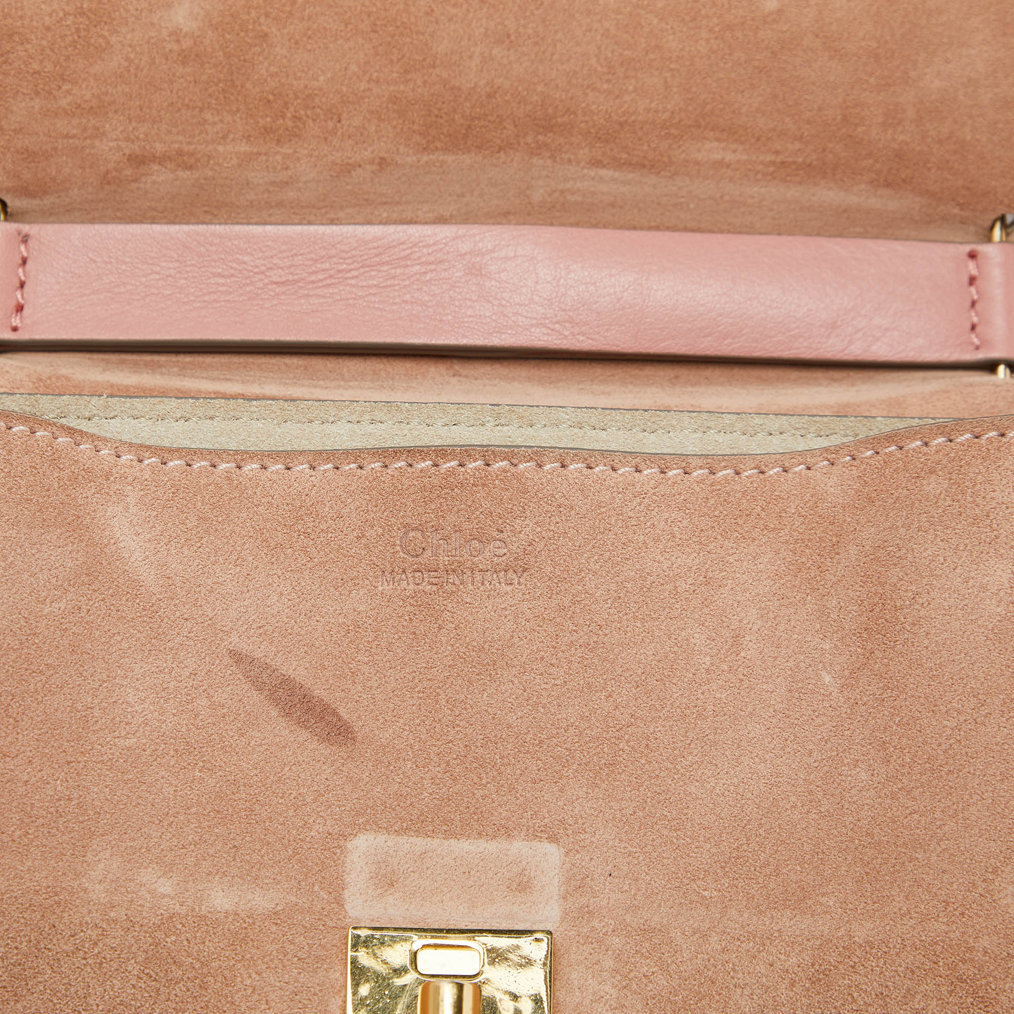 Chloe Two Tone Peach Leather And Suede Medium Drew Shoulder Bag