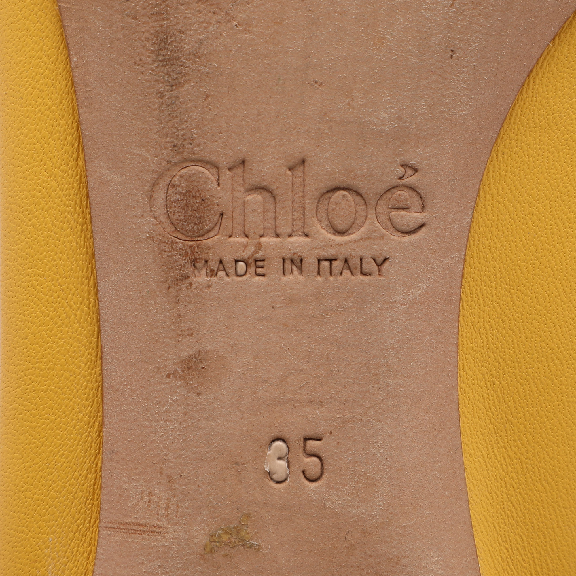 Chloe Yellow Leather Scalloped Ballet Flats Size 35