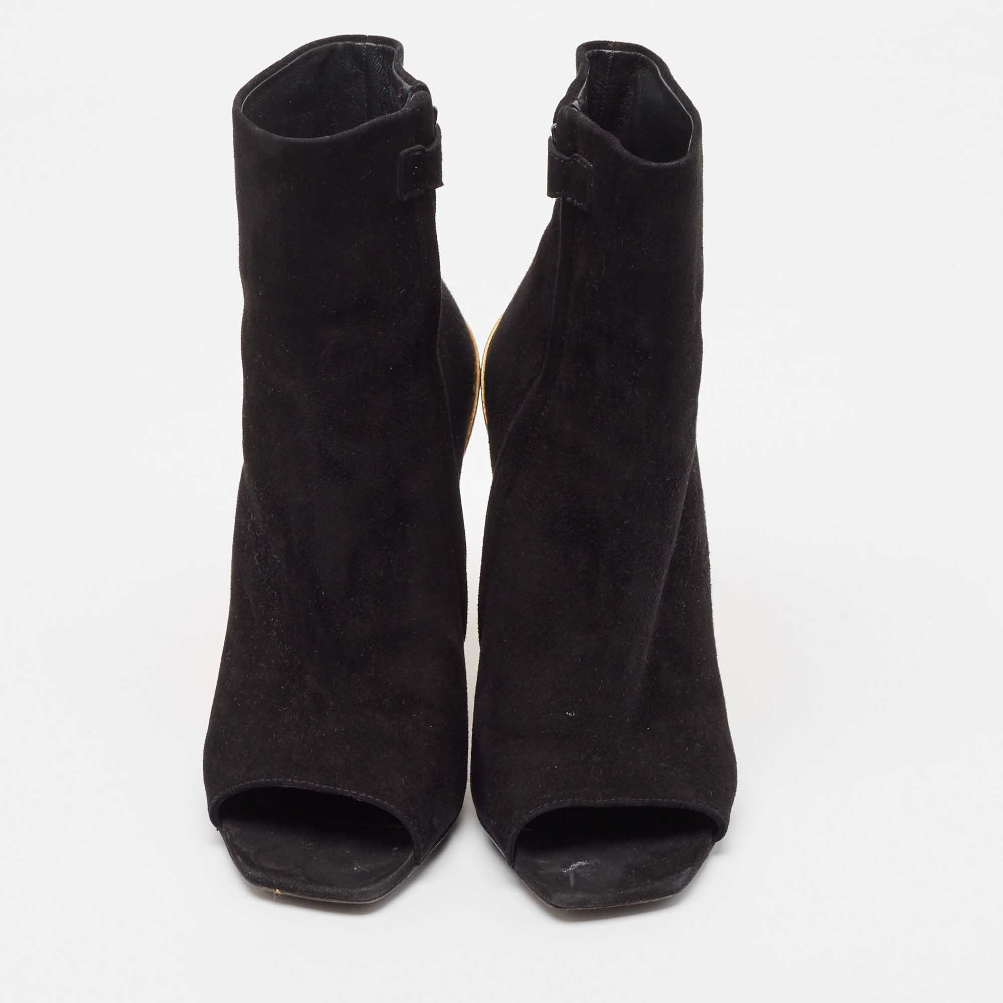 Chloe Black Suede Wedge Ankle Length Boots Size 38