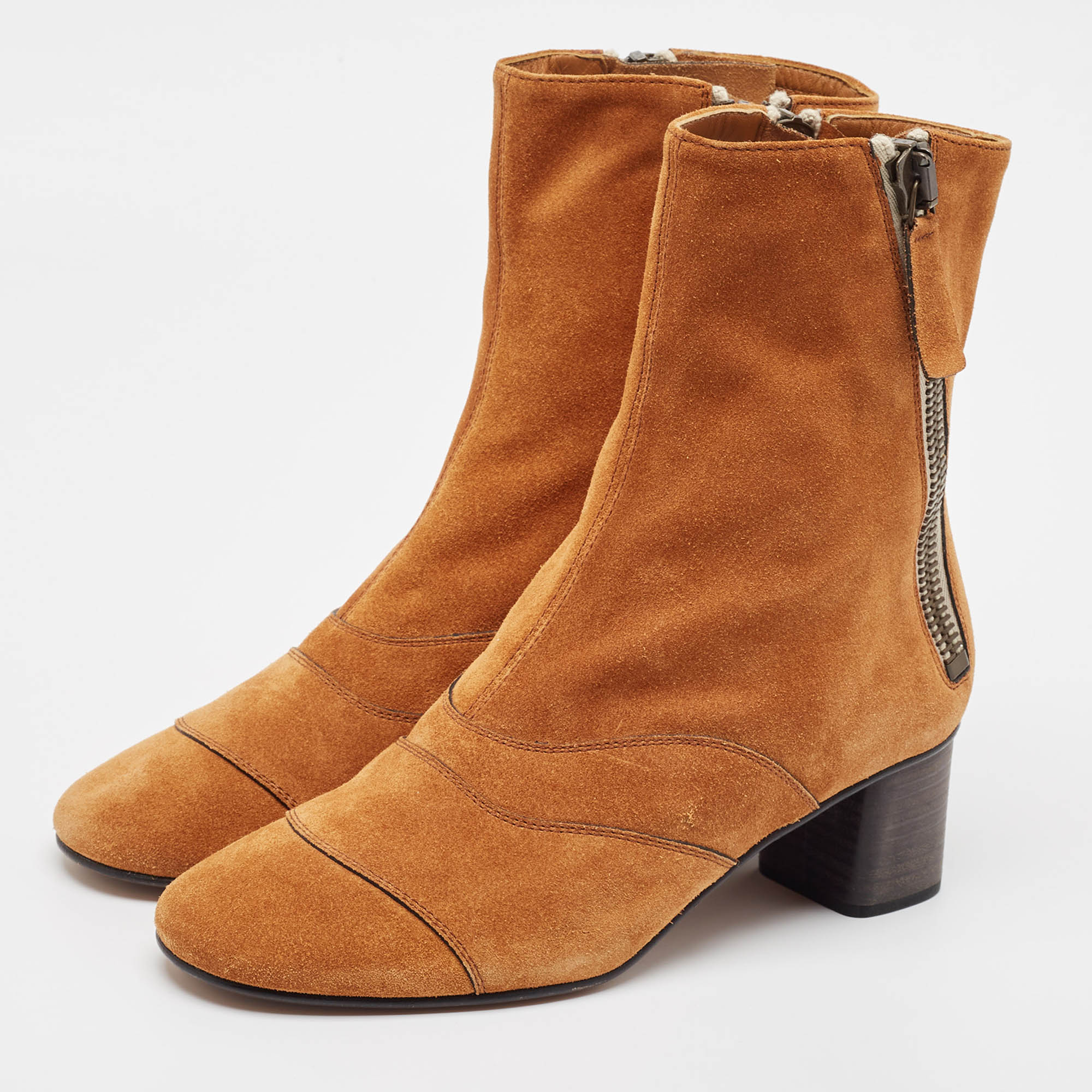 Chloe Brown Suede Ankle Boots Size 37.5