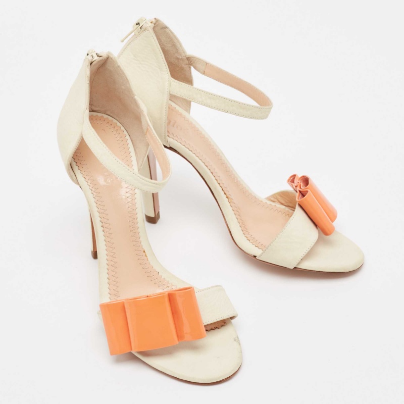 Chloe Cream Leather Ankle Strap Sandals Size 37