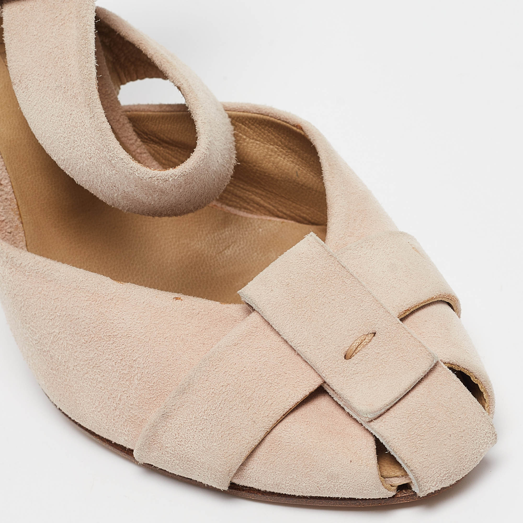 Chloe Beige Suede Ankle Strap Sandals Size 37