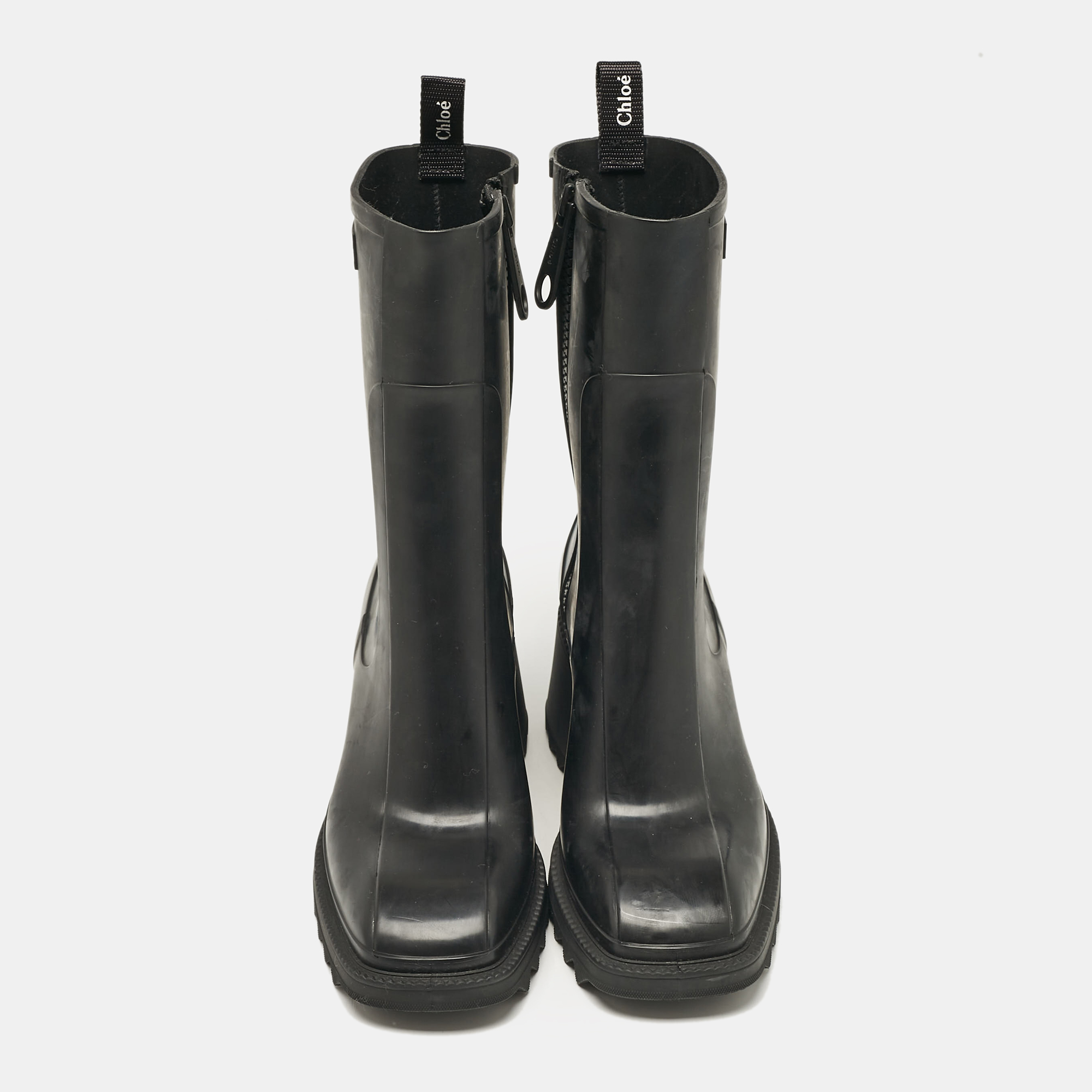 Chloe Black Rubber Betty Rain Boots Size 41