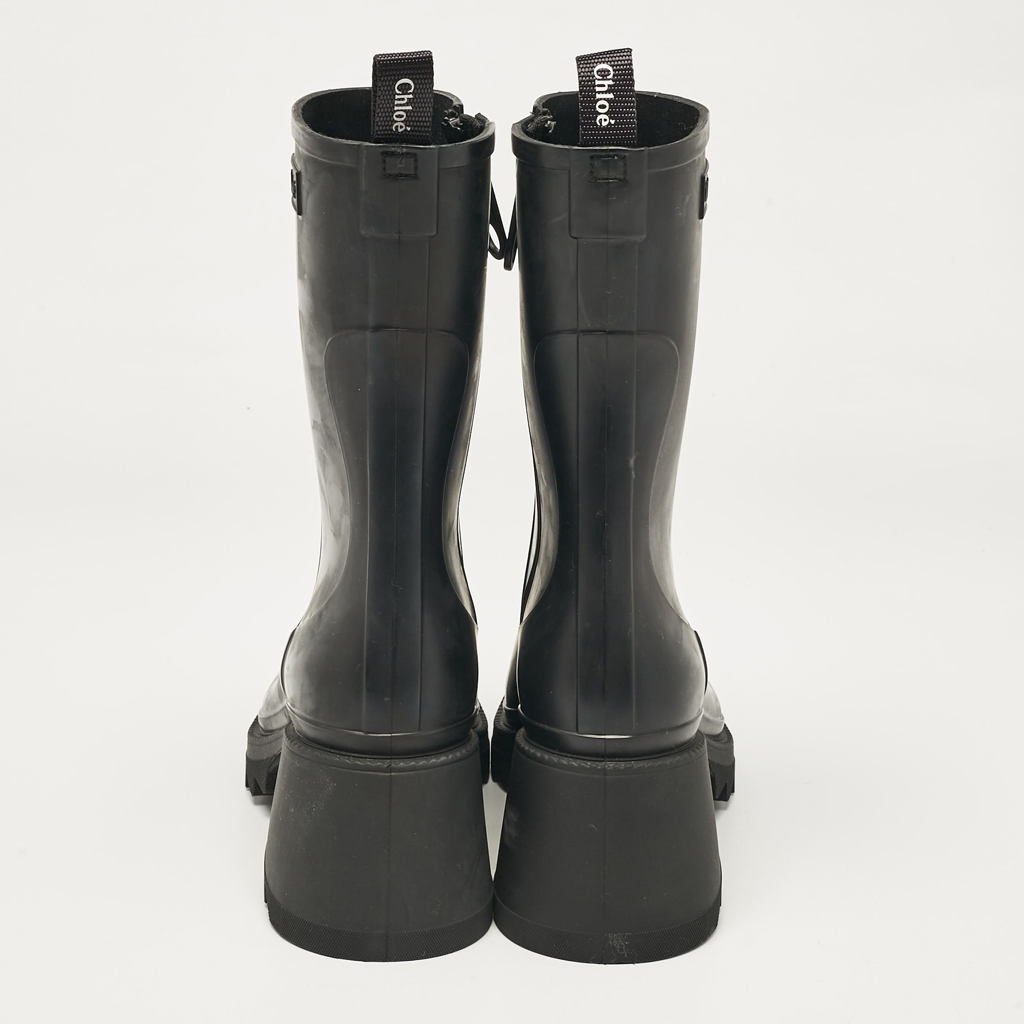 Chloe Black Rubber Betty Rain Boots Size 41