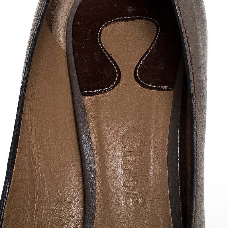 Chloe Grey Leather Buckle Detail Block Heel Pumps Size 37