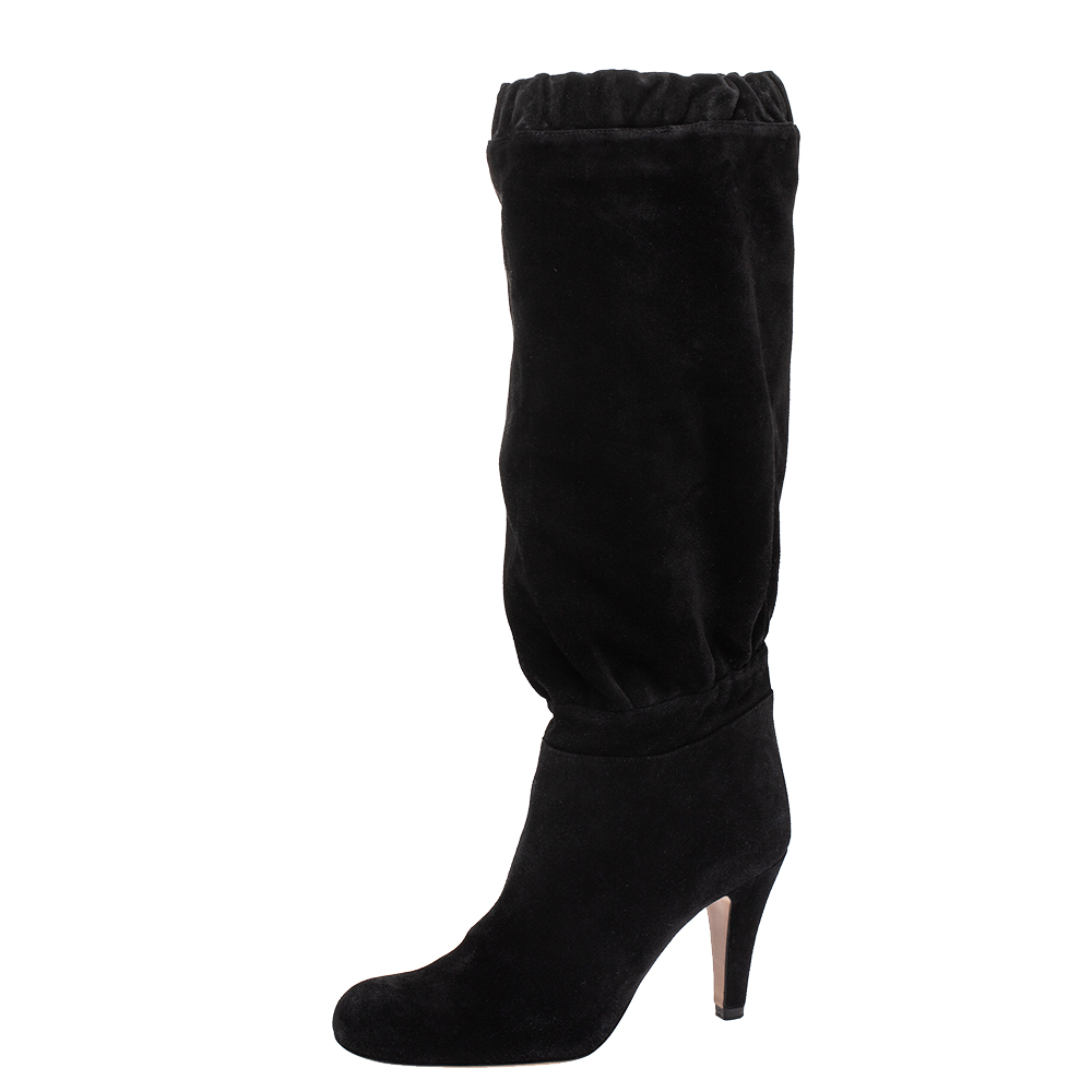 Image of Chloe Black Suede Knee High Boots Size
