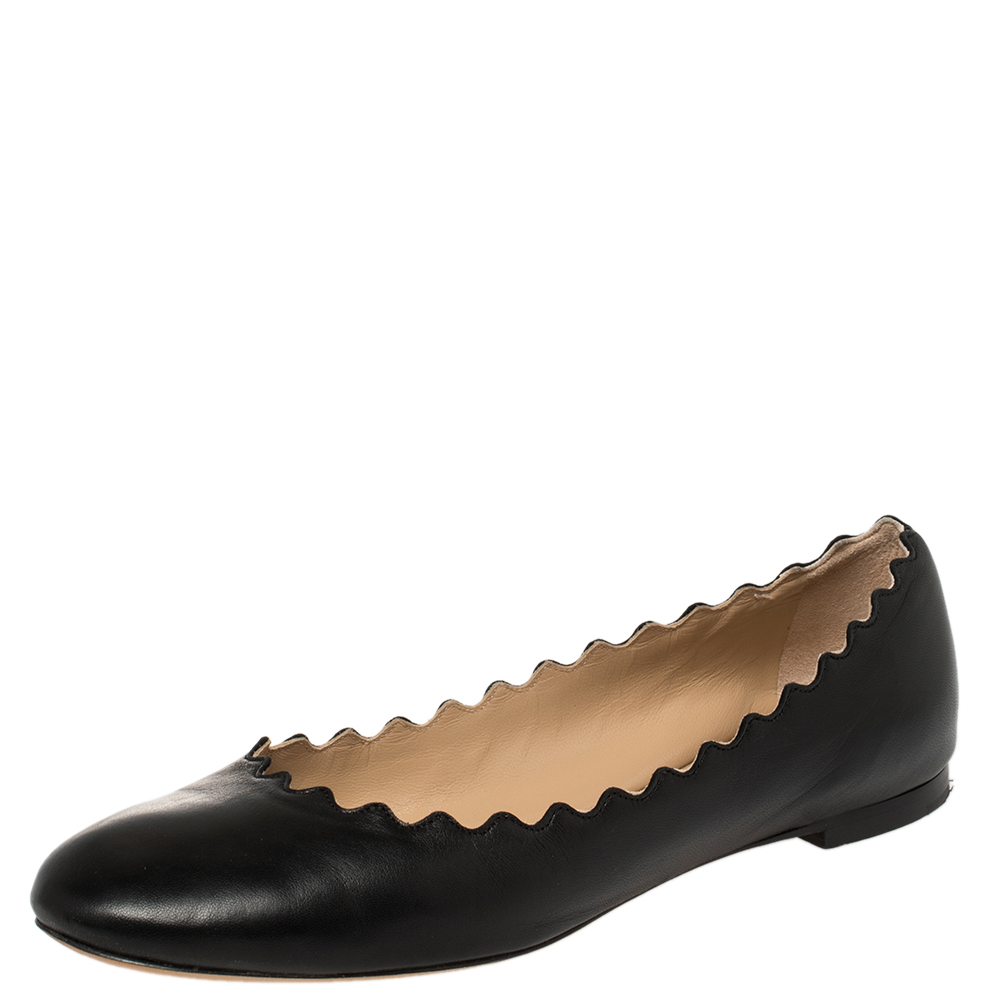 Chloé Black Leather Lauren Ballet Flat Size 39