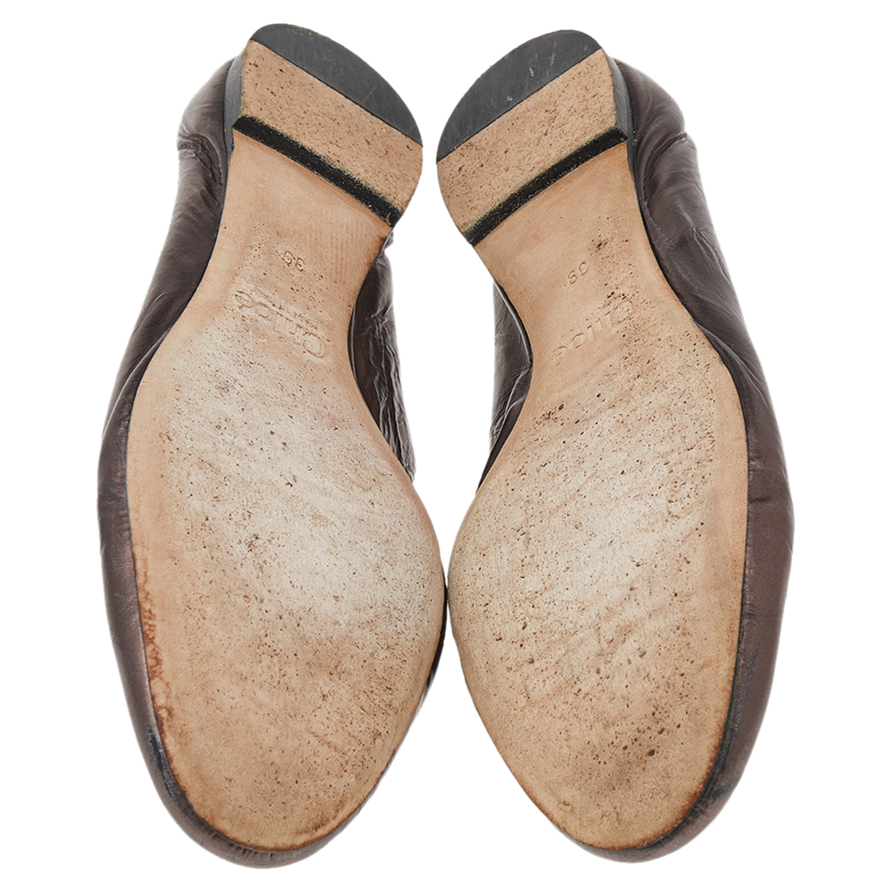 Chloe Grey Leather Lauren Ballet Flats Size 39