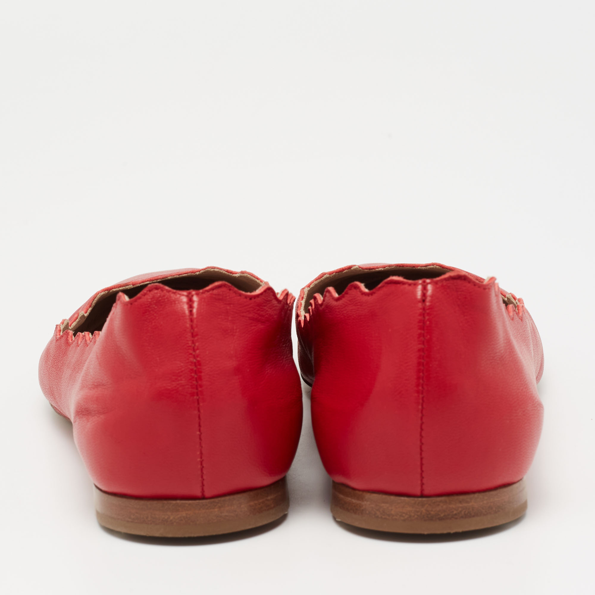 Chloe Red Leather Lauren Ballet Flats Size 36