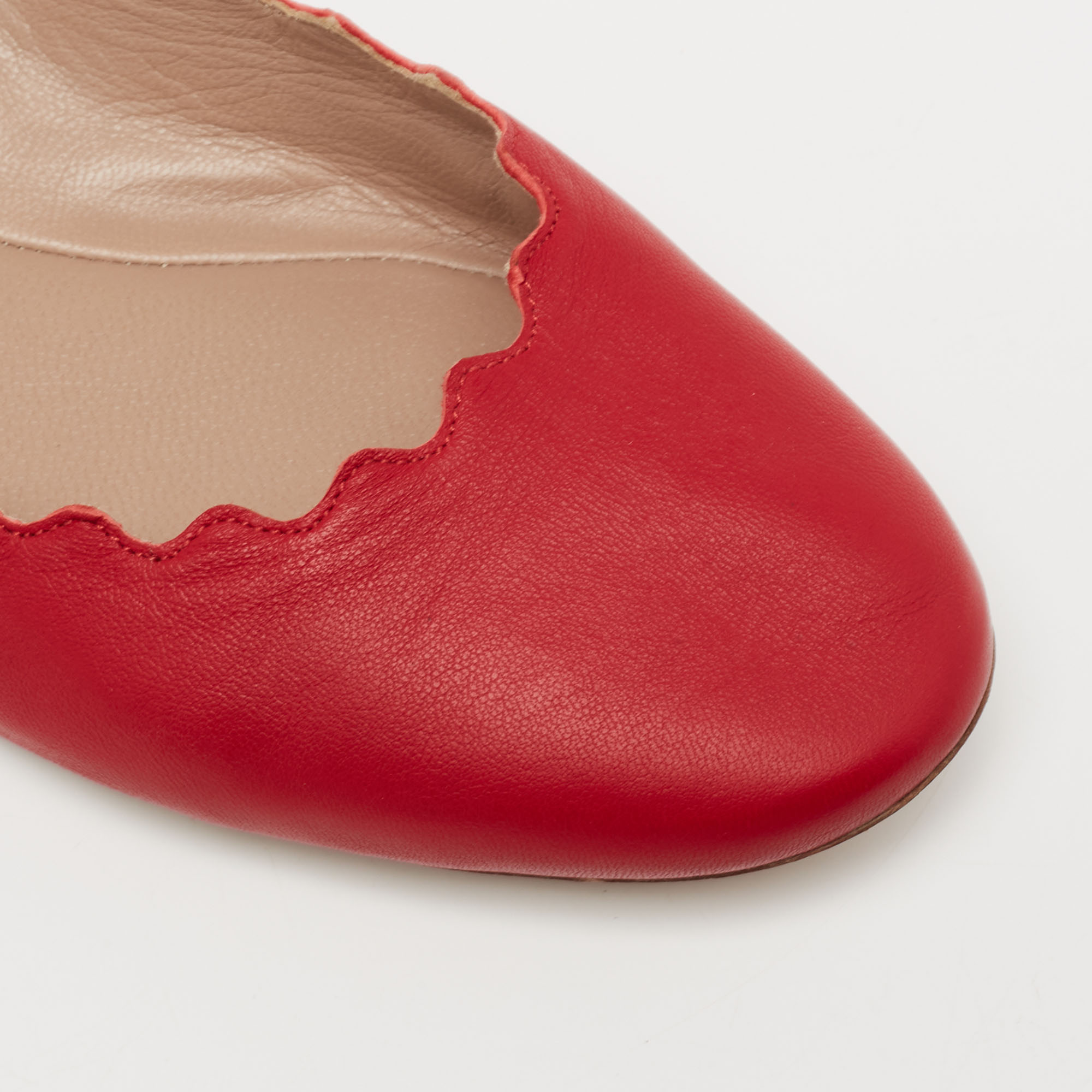 Chloe Red Leather Lauren Ballet Flats Size 36