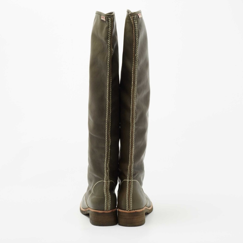 Chloe Green Leather Mallo Knee Length Boots Size 36