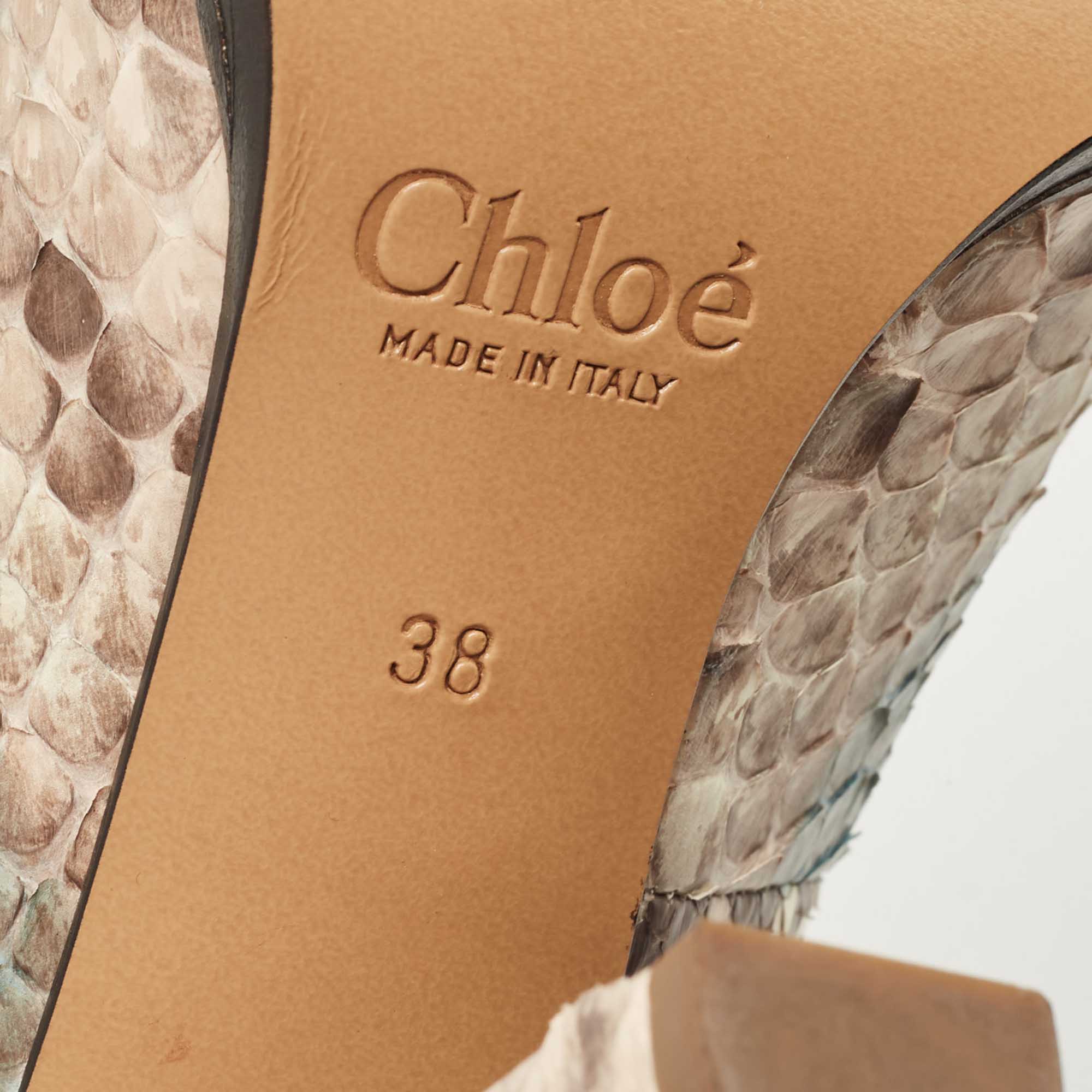 Chloe Tricolor Python Leather Pumps Size 38