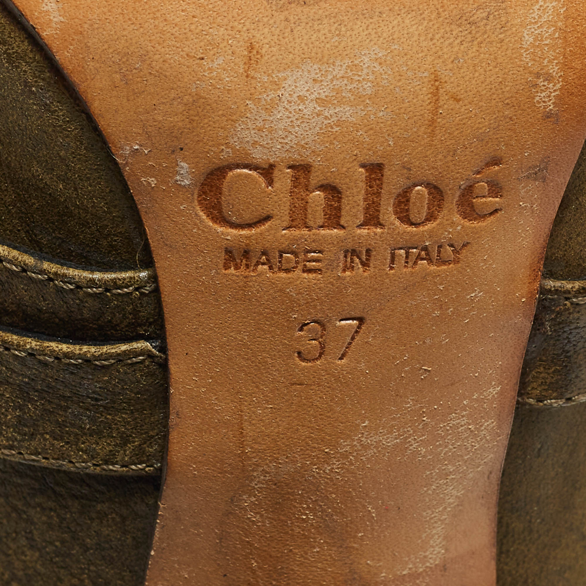 Chloe Two Tone Leather Platform Mules Size 37