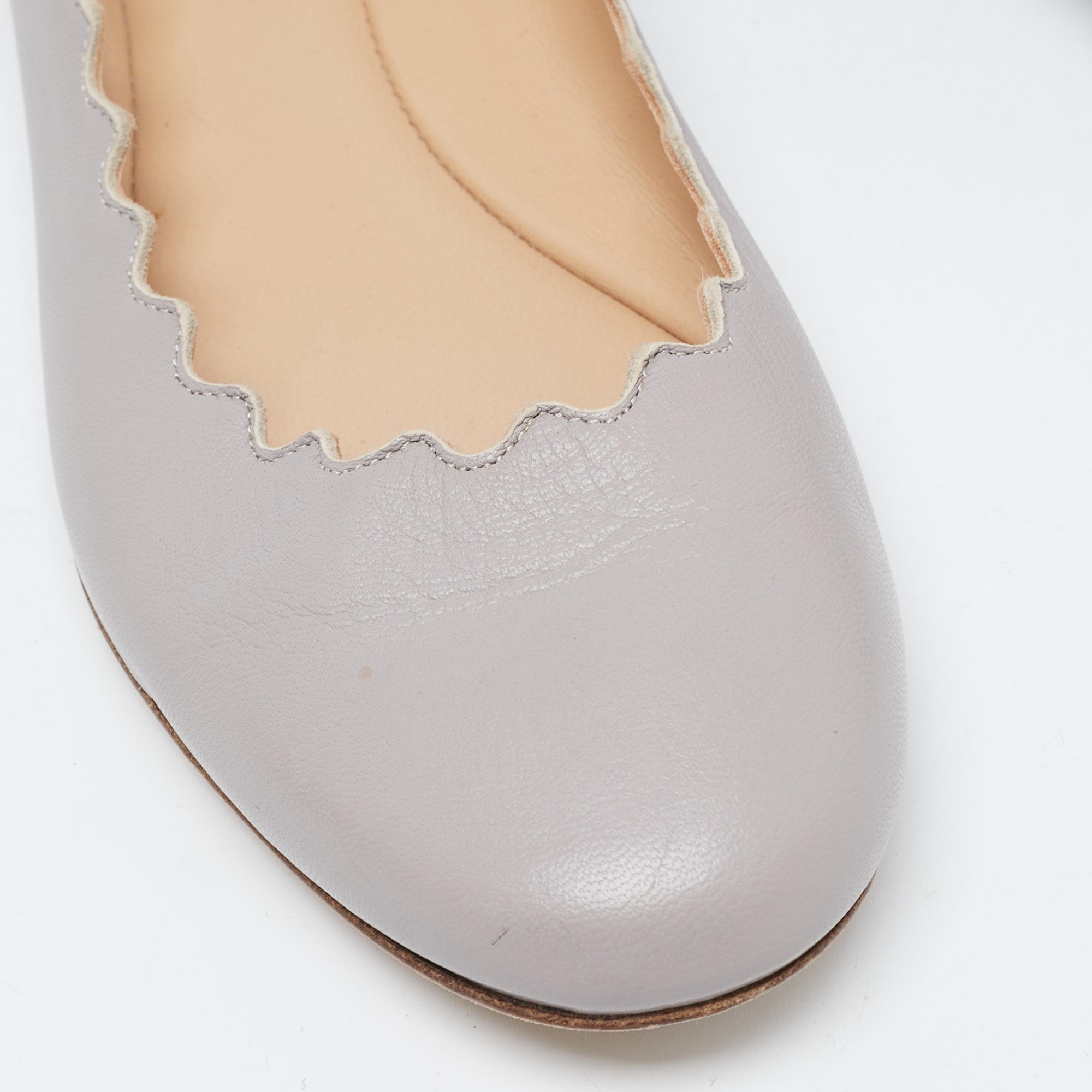 Chloe Grey Leather Ballet Flats Size 36