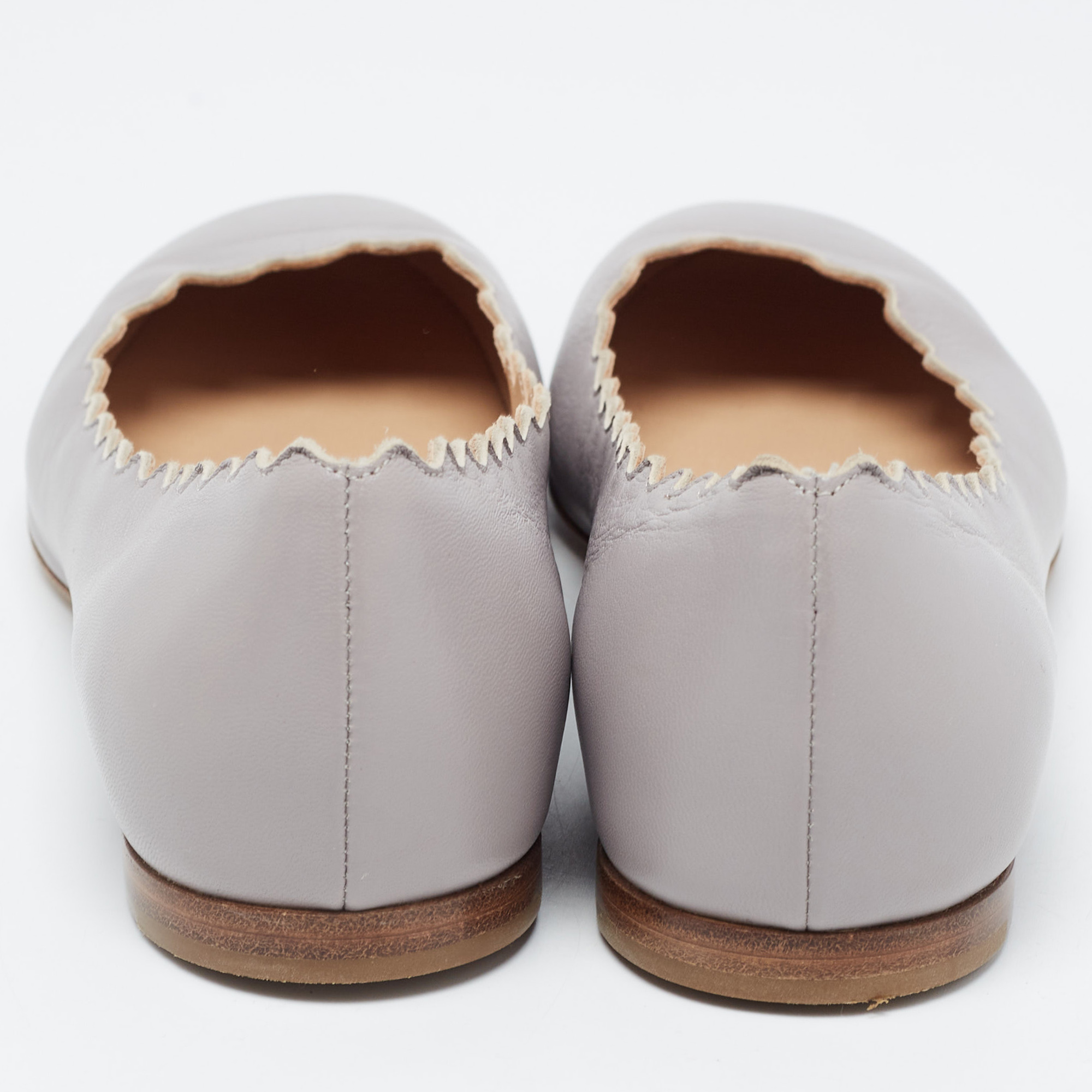 Chloe Grey Leather Ballet Flats Size 36