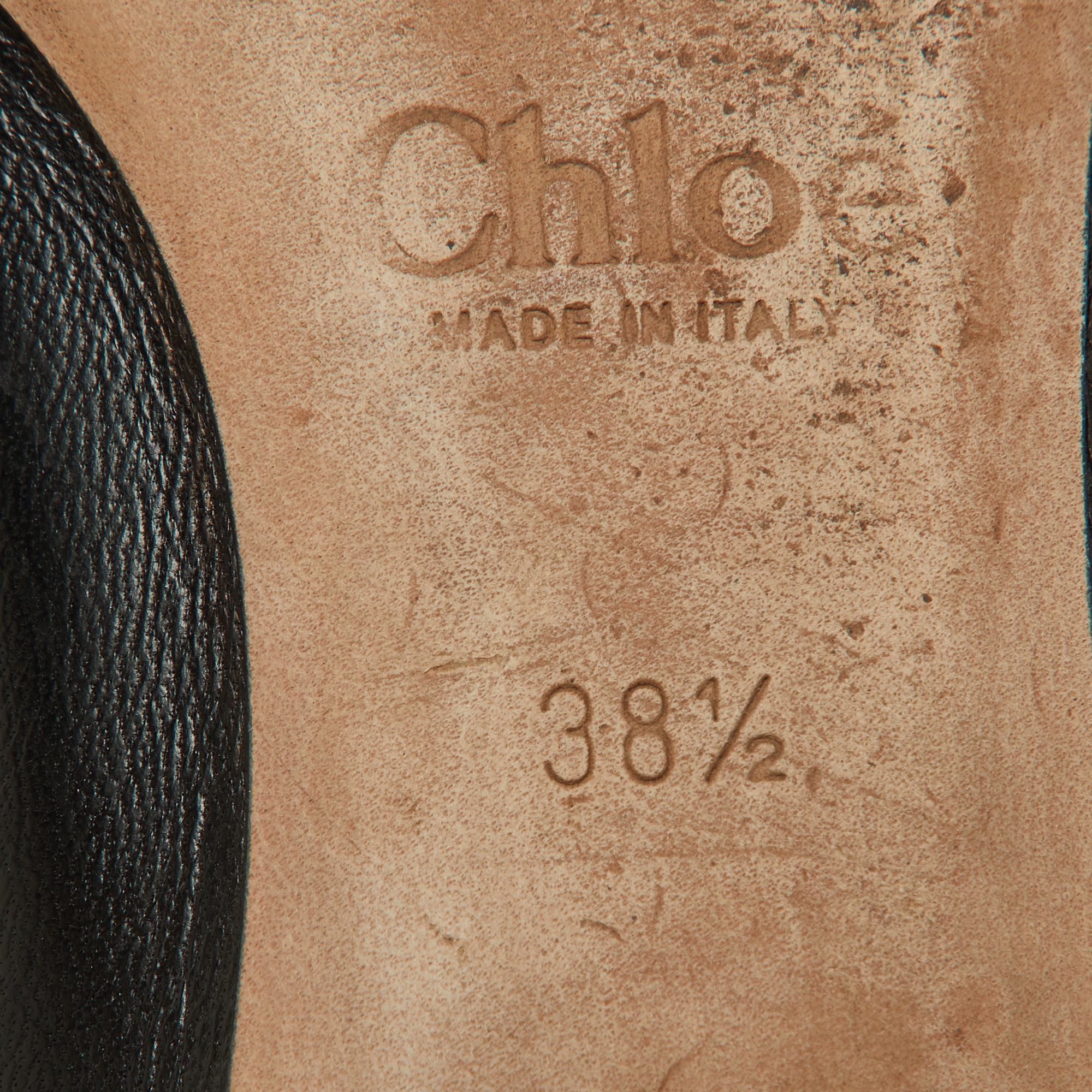 Chloe Black Scalloped Leather Lauren Ballet Flats Size 38.5