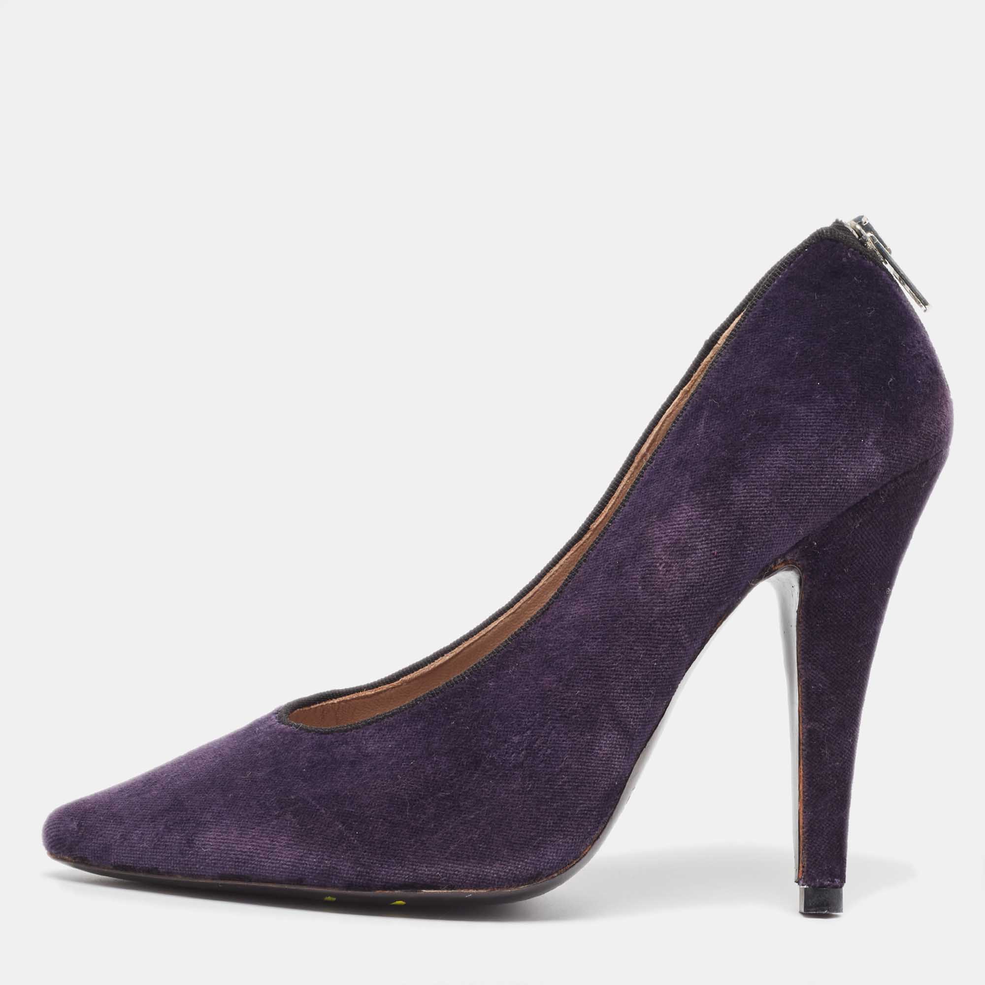 Chloe purple velvet zip detail pumps size 37