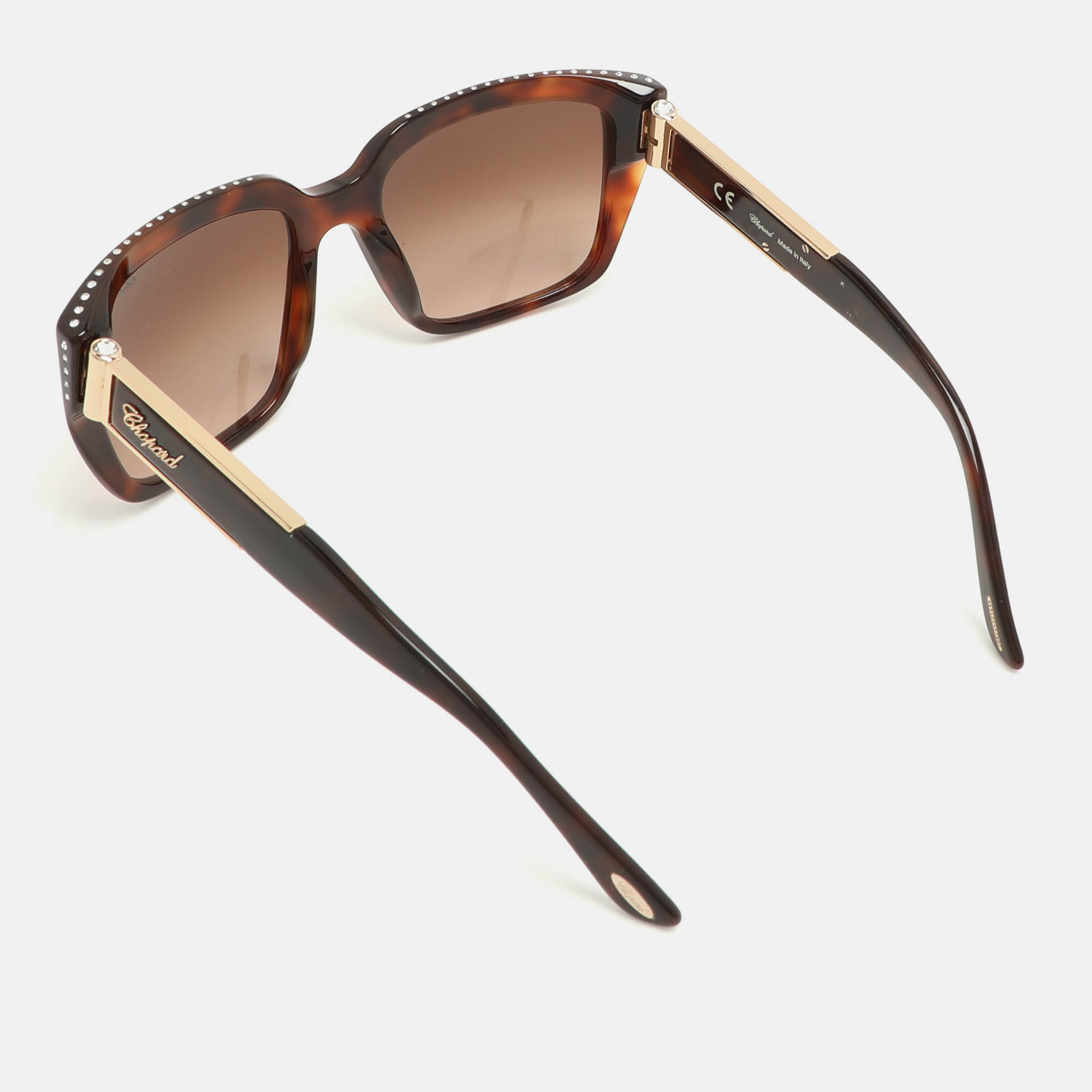 Chopard Brown Acetate SCH190S Crystal Embellished Gradient Sunglasses