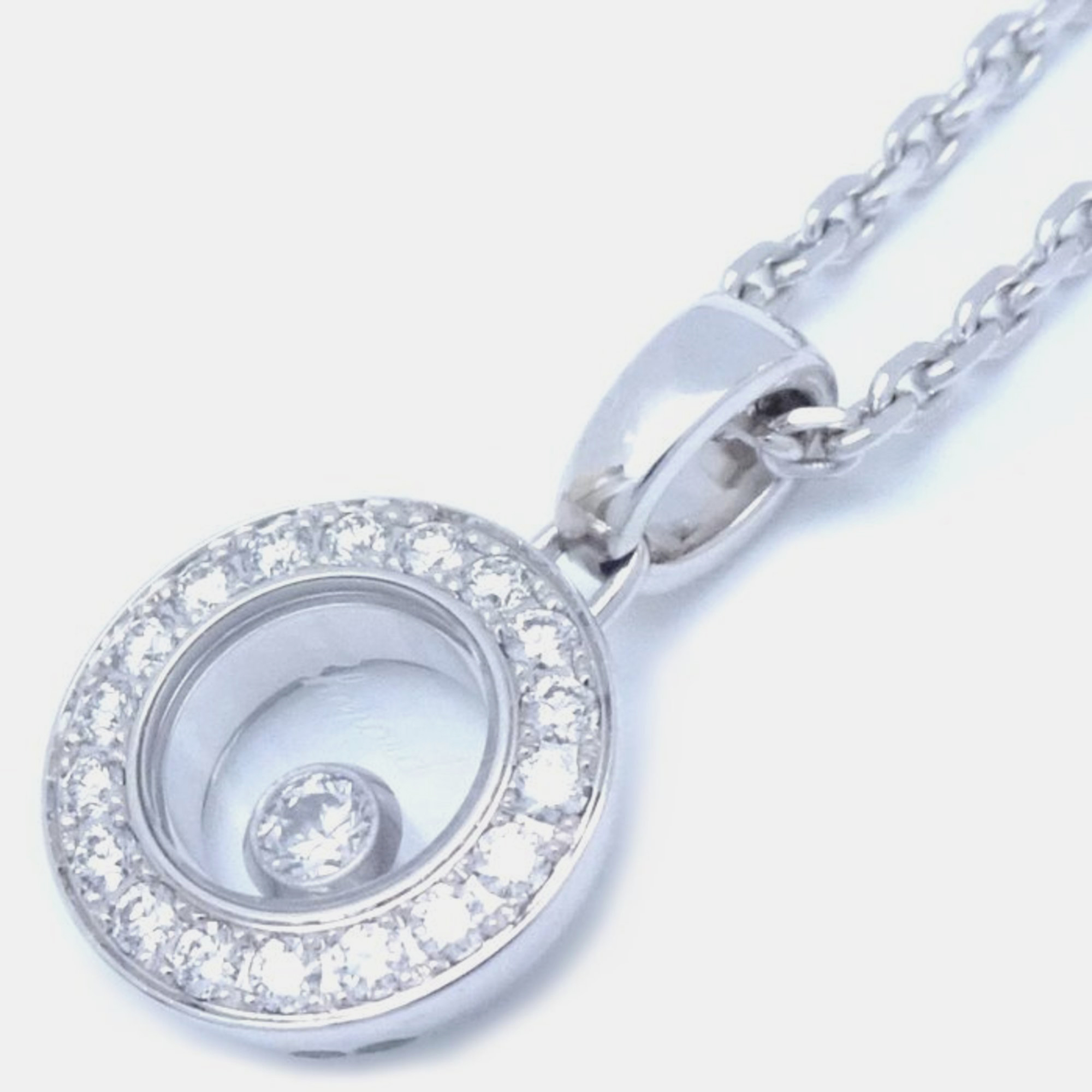 Chopard 18k white gold and diamond happy diamonds icon pendant necklace