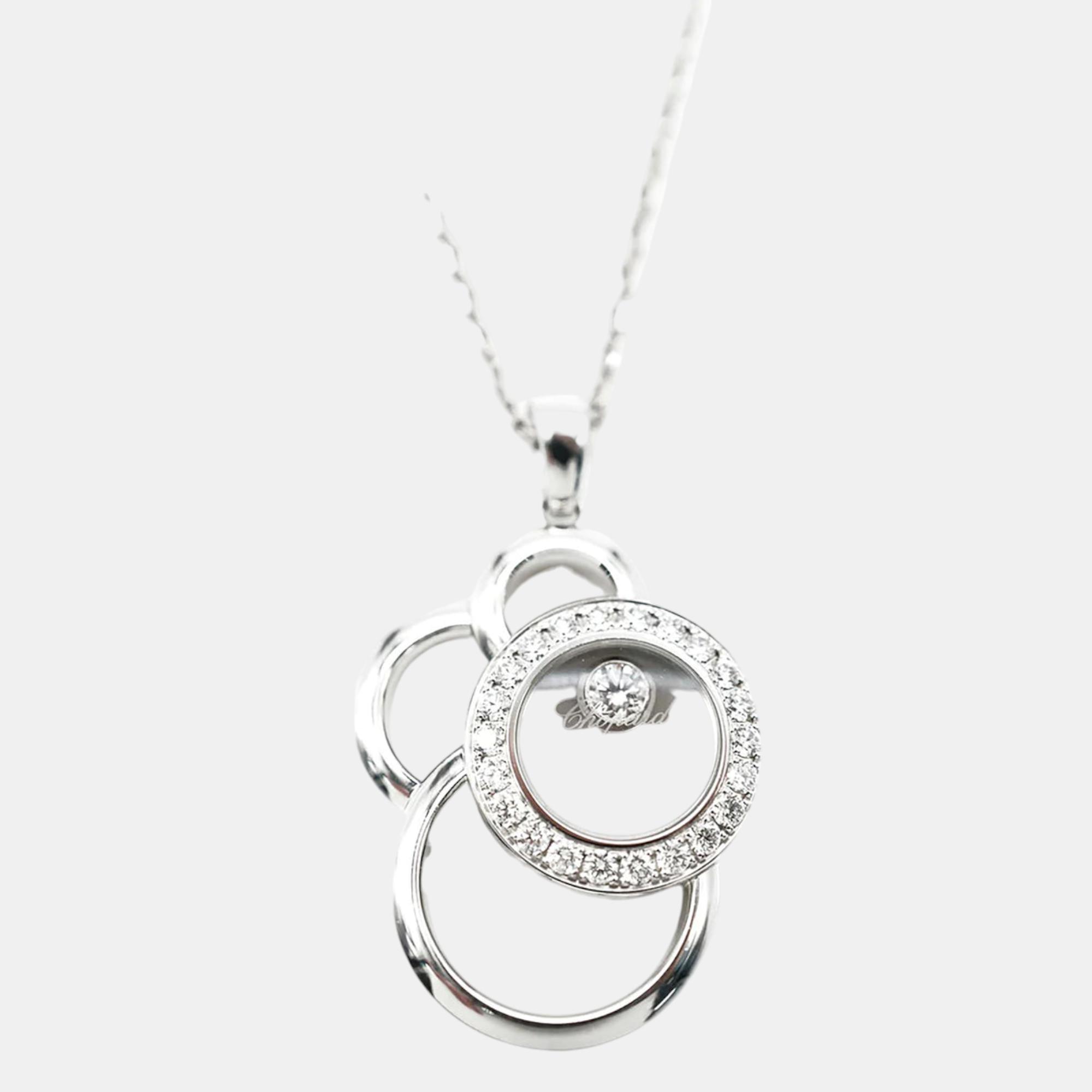 Chopard 18KT White Gold Happy Diamonds Pendant in 0.39 CTW