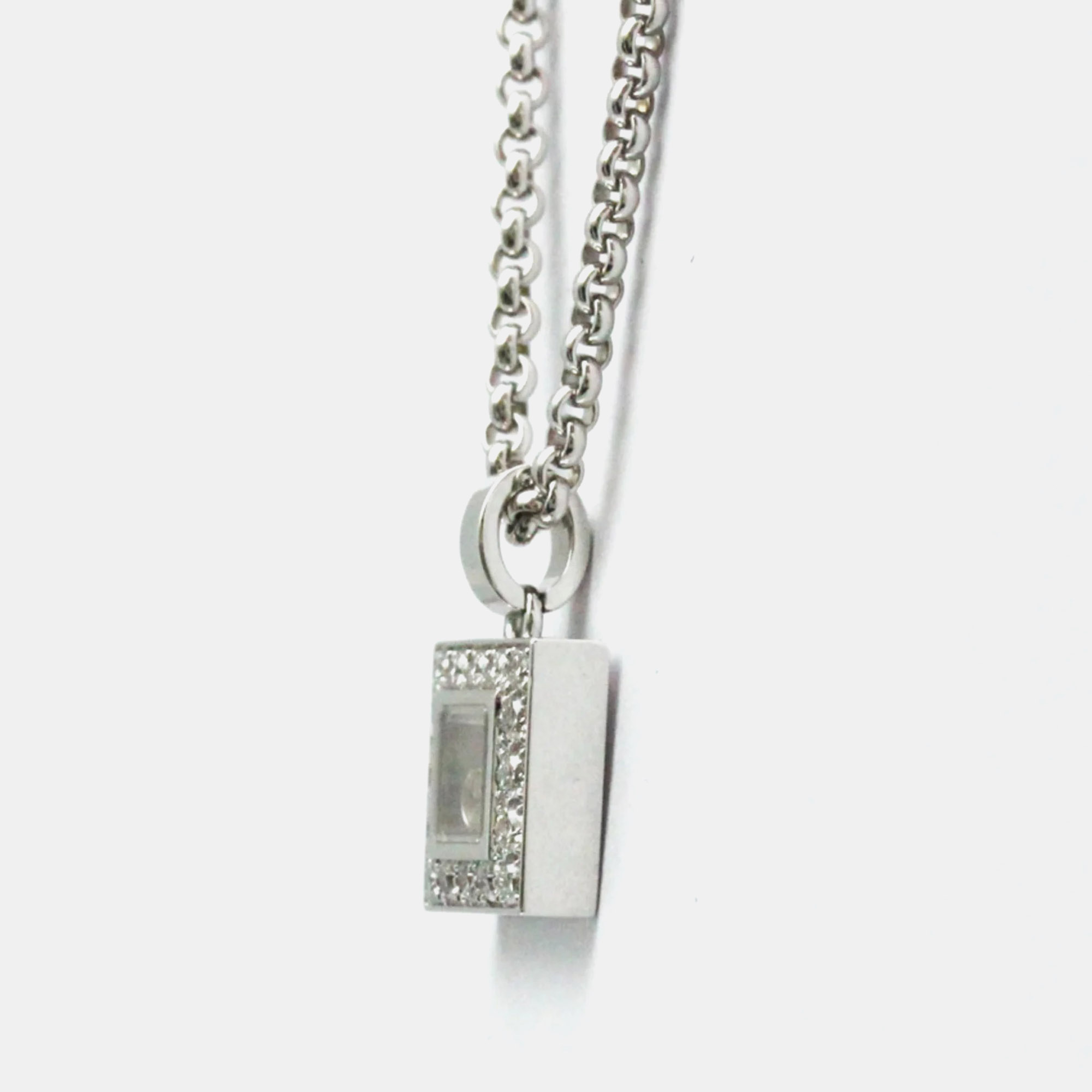 Chopard 18K White Gold And Diamond Happy Diamonds Pendant Necklace