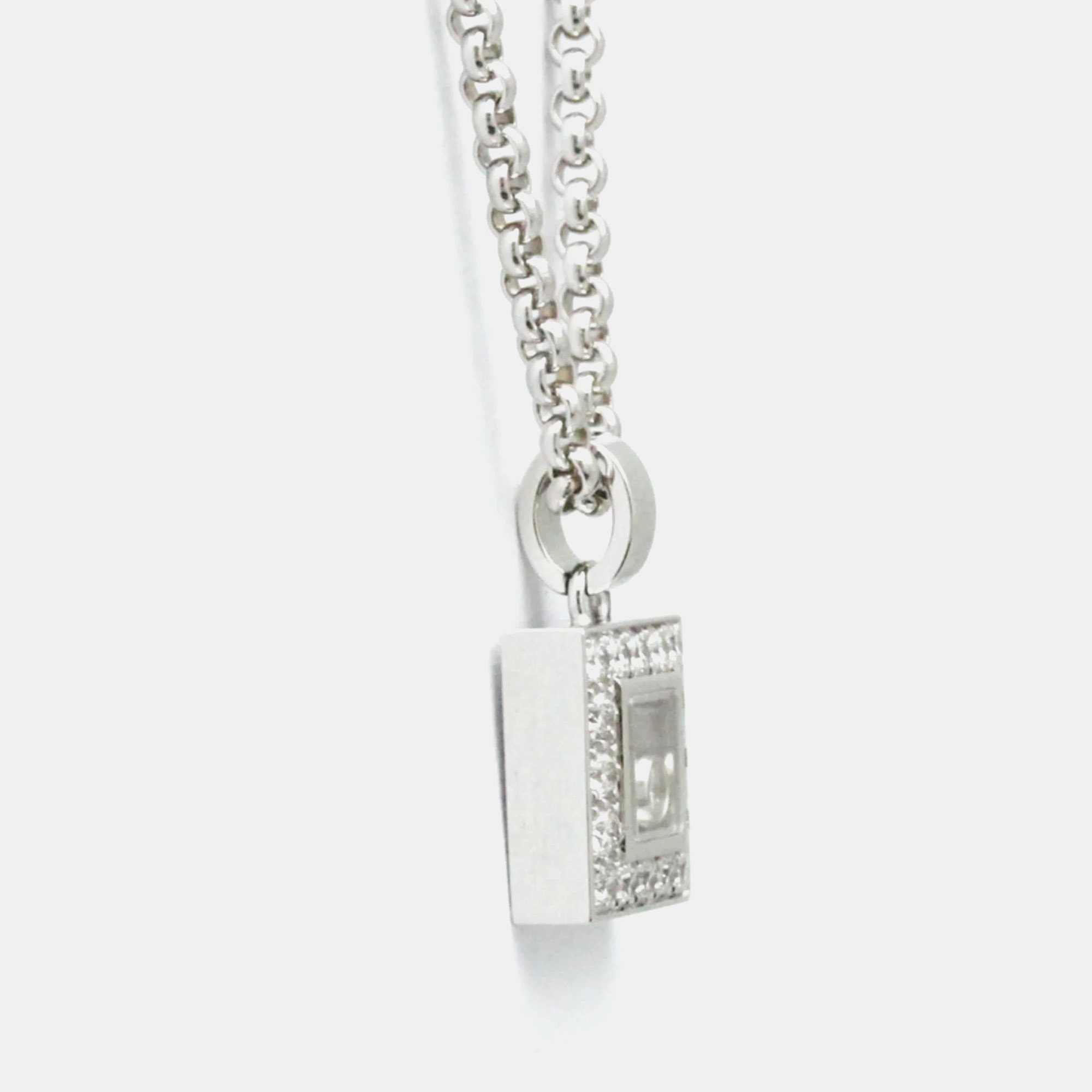 Chopard 18K White Gold And Diamond Happy Diamonds Pendant Necklace